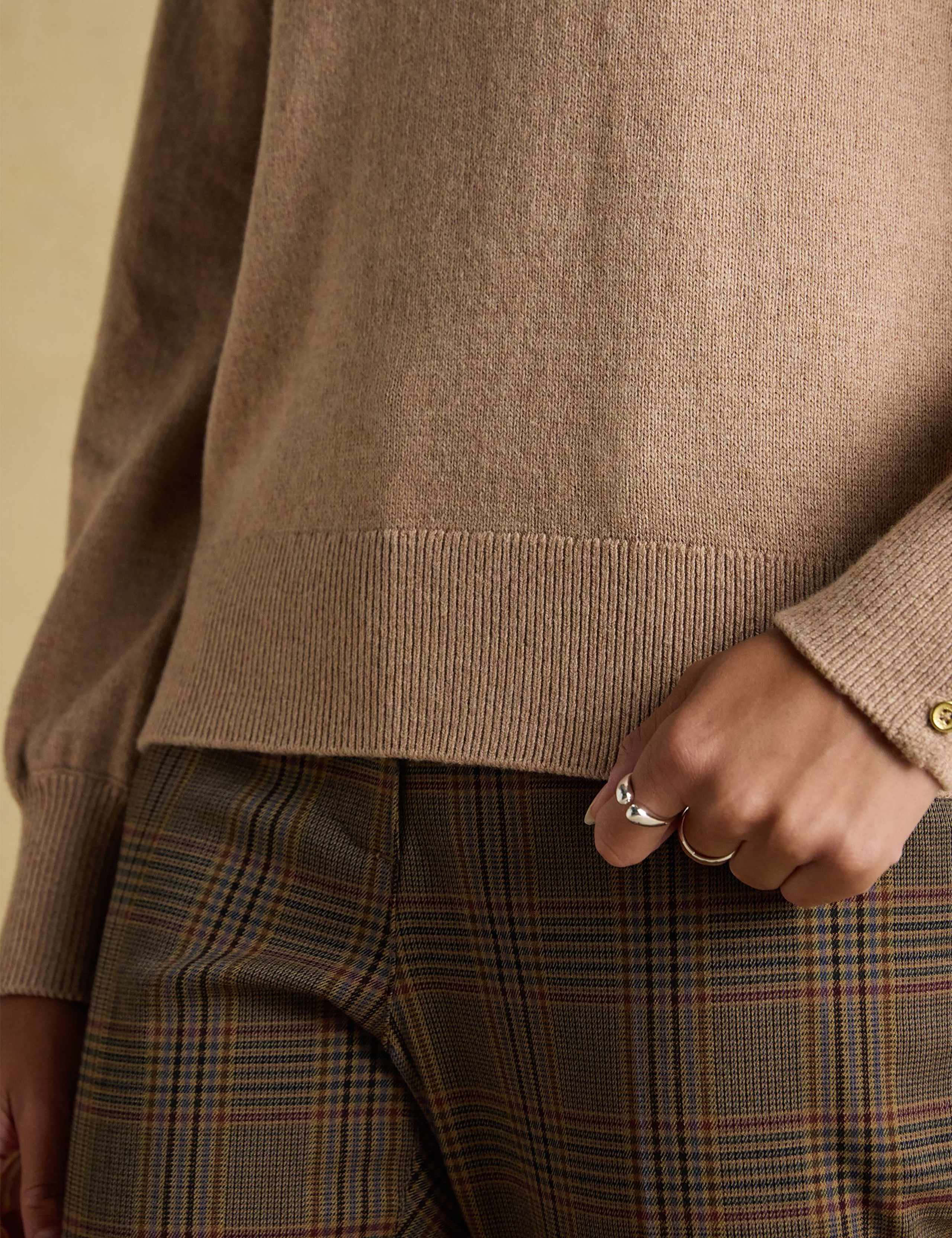 Cotton Rich High Neck Jumper with Wool 6 of 6