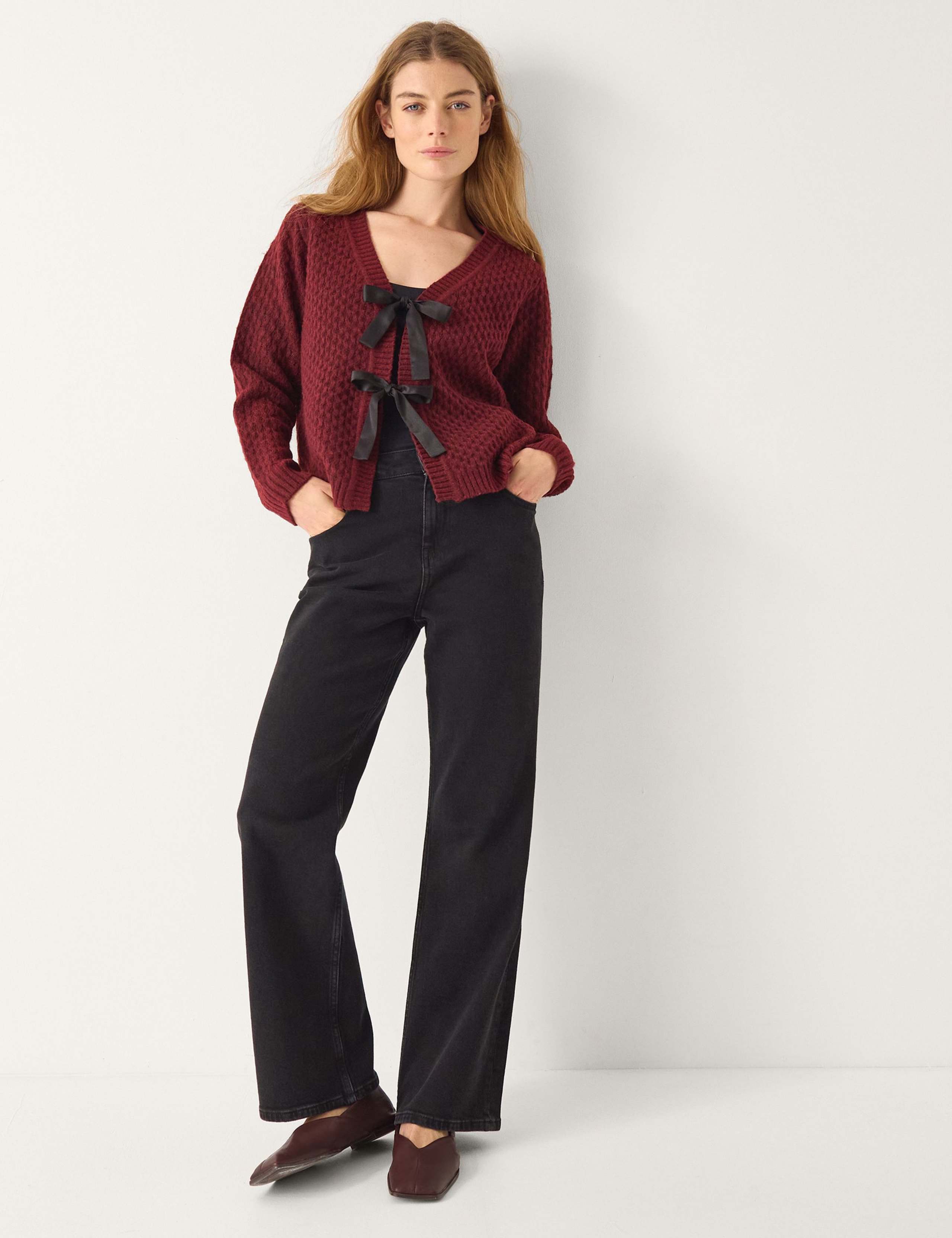 Textured Tie Front Cardigan 2 of 4