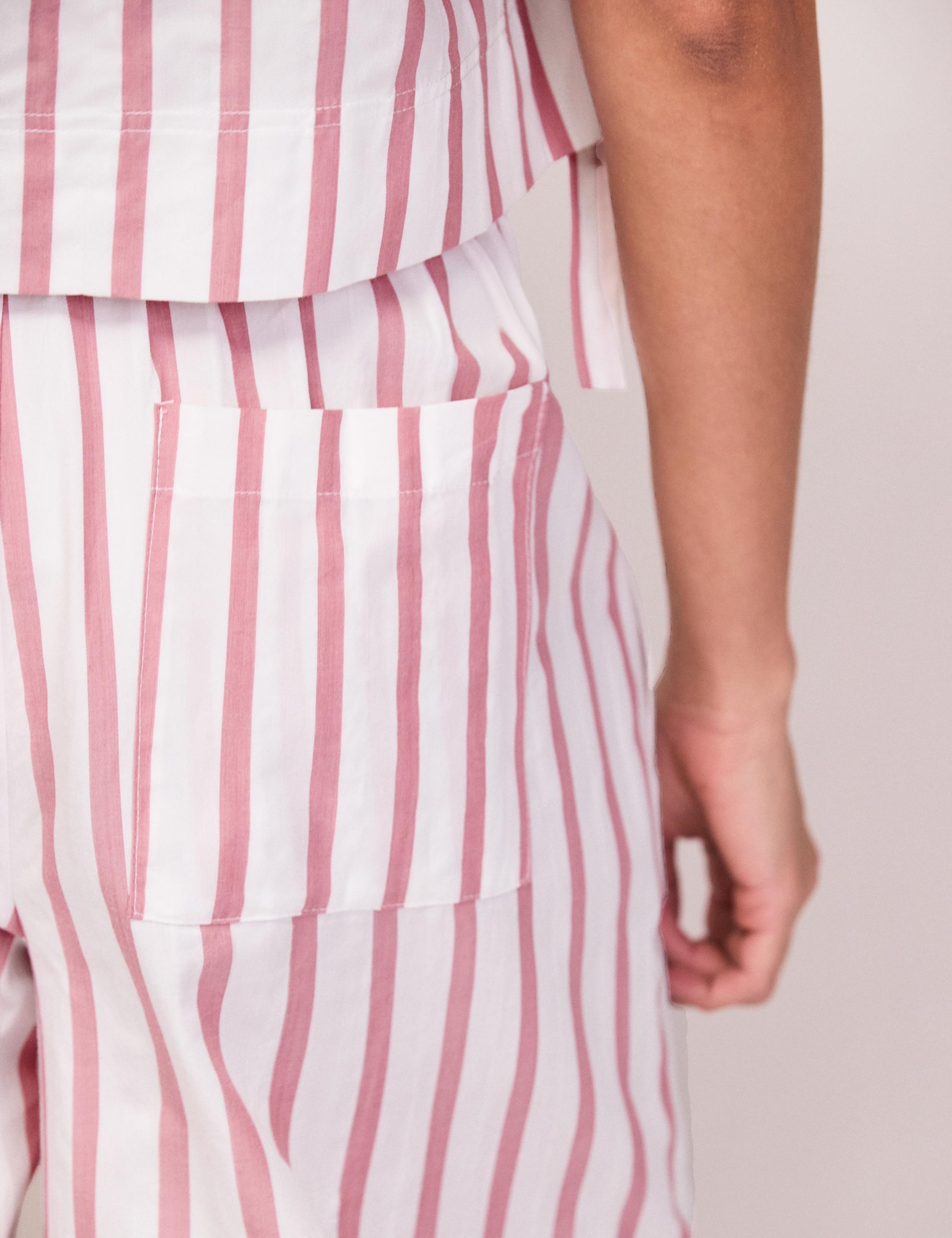 Cotton Blend Striped Wide Leg Trousers 7 of 7