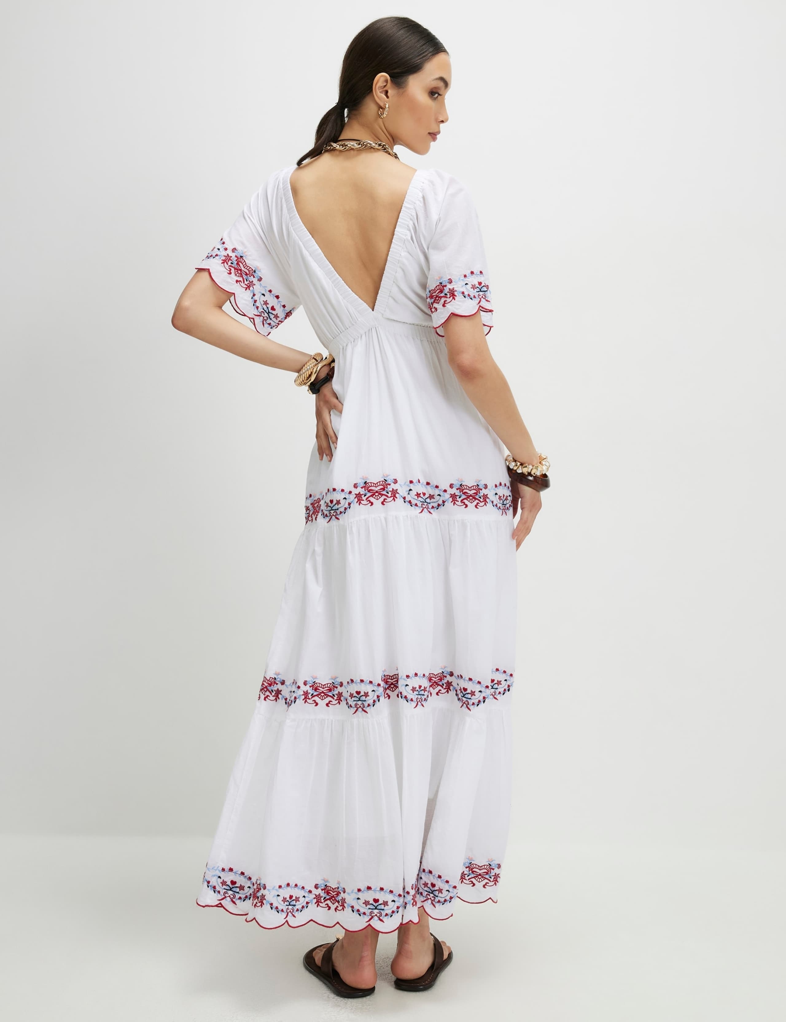 Pure Cotton Embroidered V-Neck Maxi Dress 4 of 4