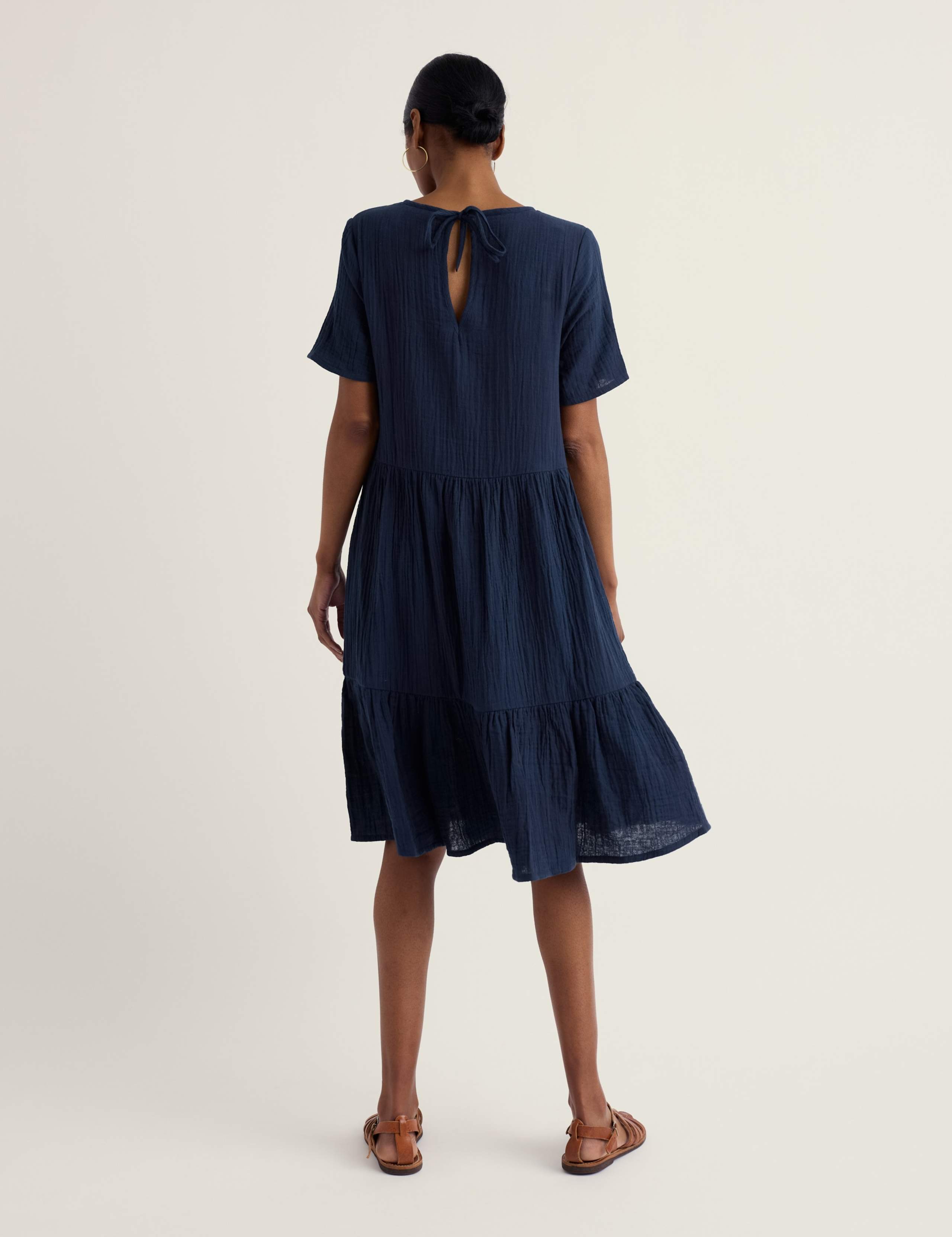 Pure Cotton Knee Length Relaxed Tiered Dress 4 of 5