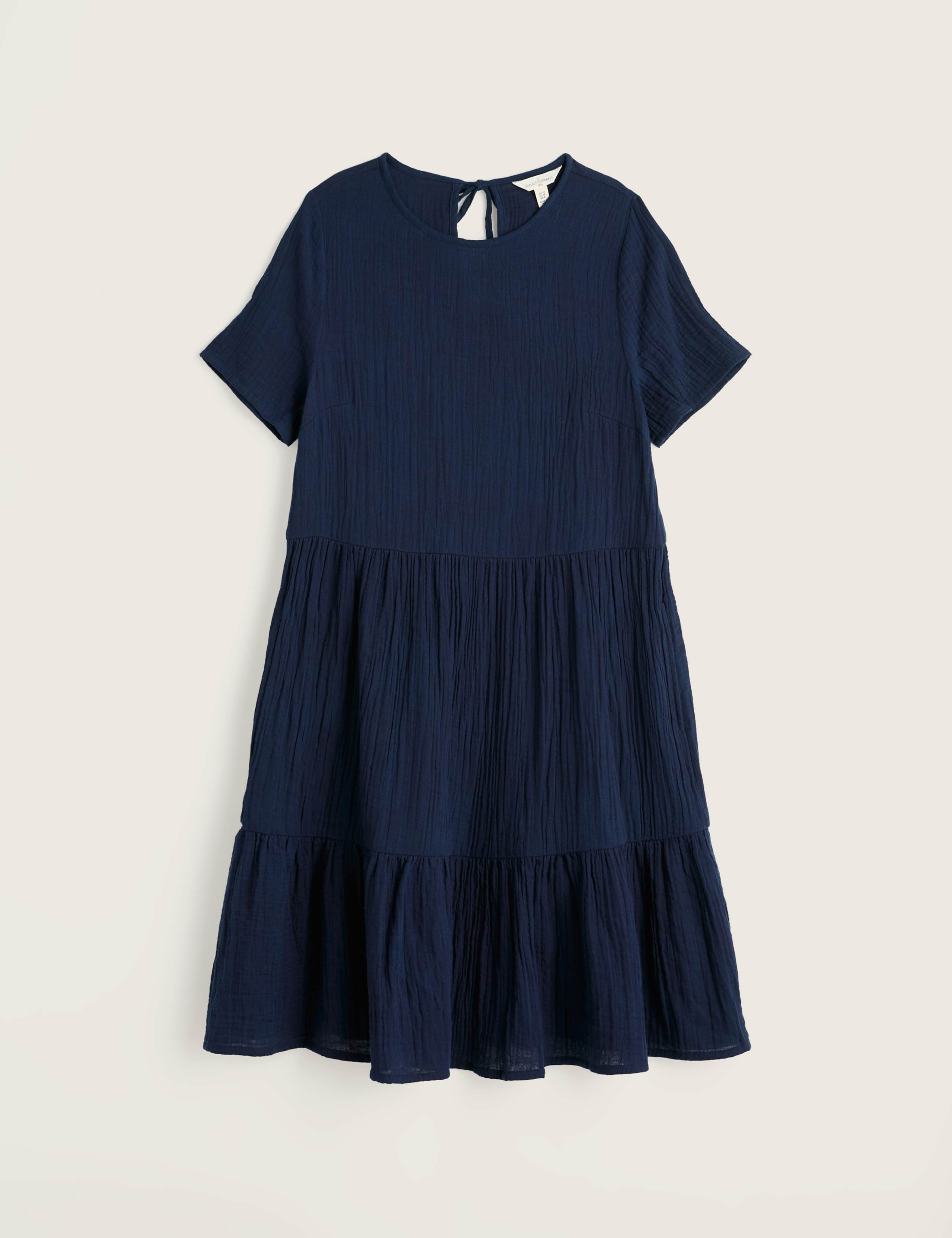 Pure Cotton Knee Length Relaxed Tiered Dress 2 of 5