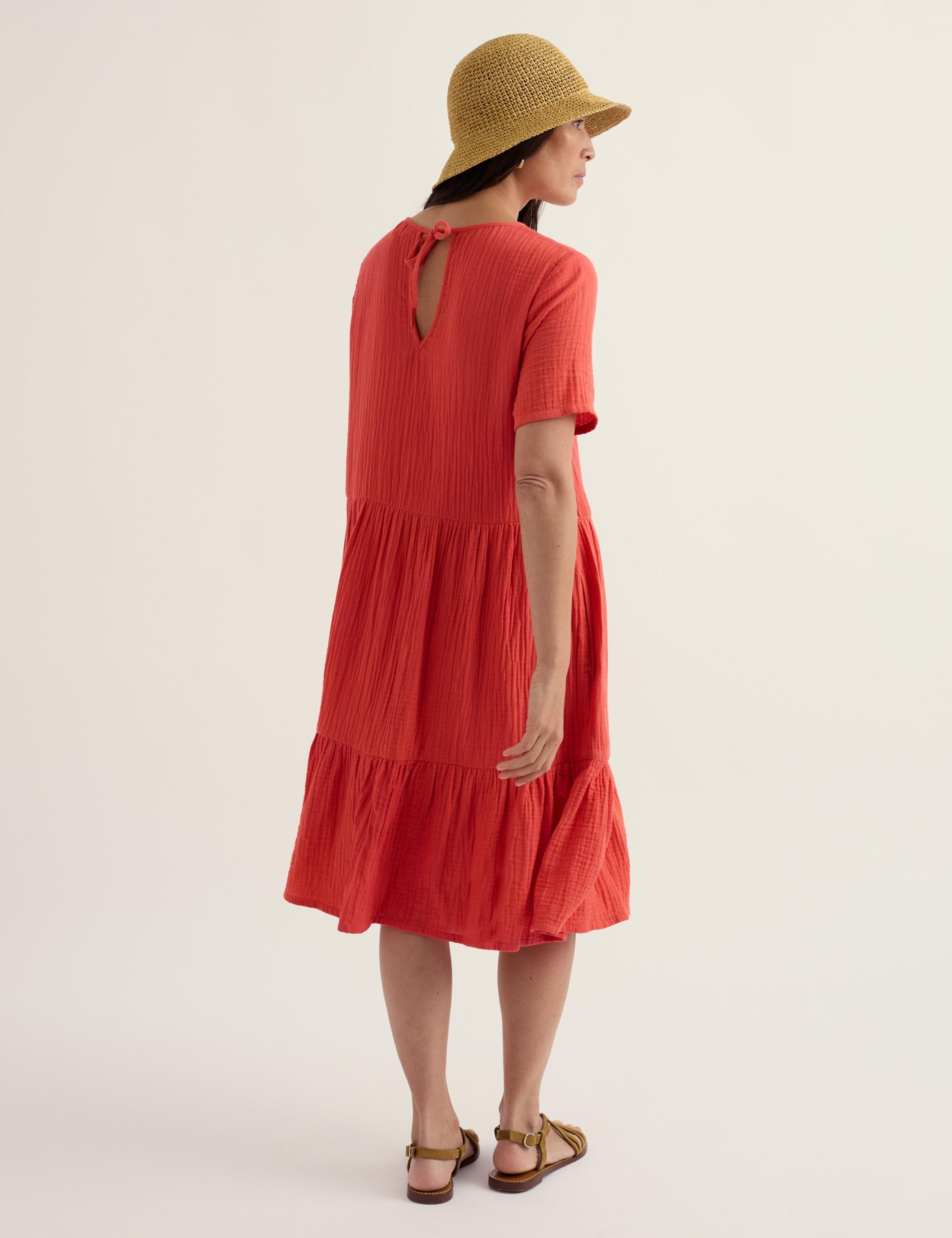Pure Cotton Knee Length Relaxed Tiered Dress 5 of 6