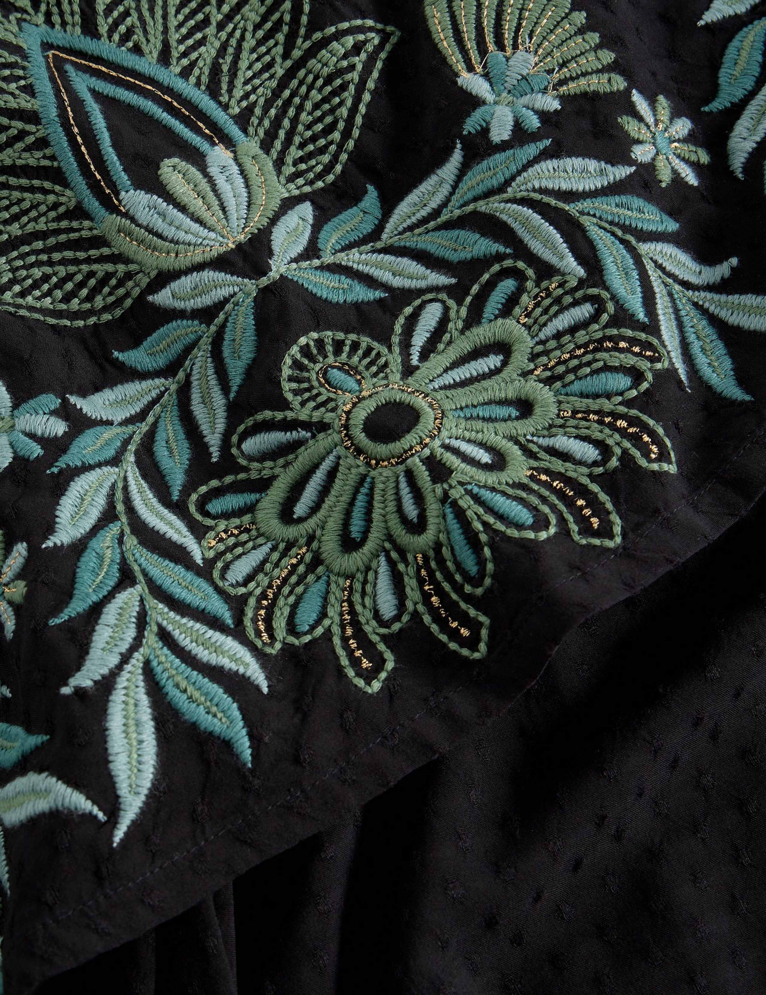 Embroidered Notch Neck Midi Tea Dress 6 of 6