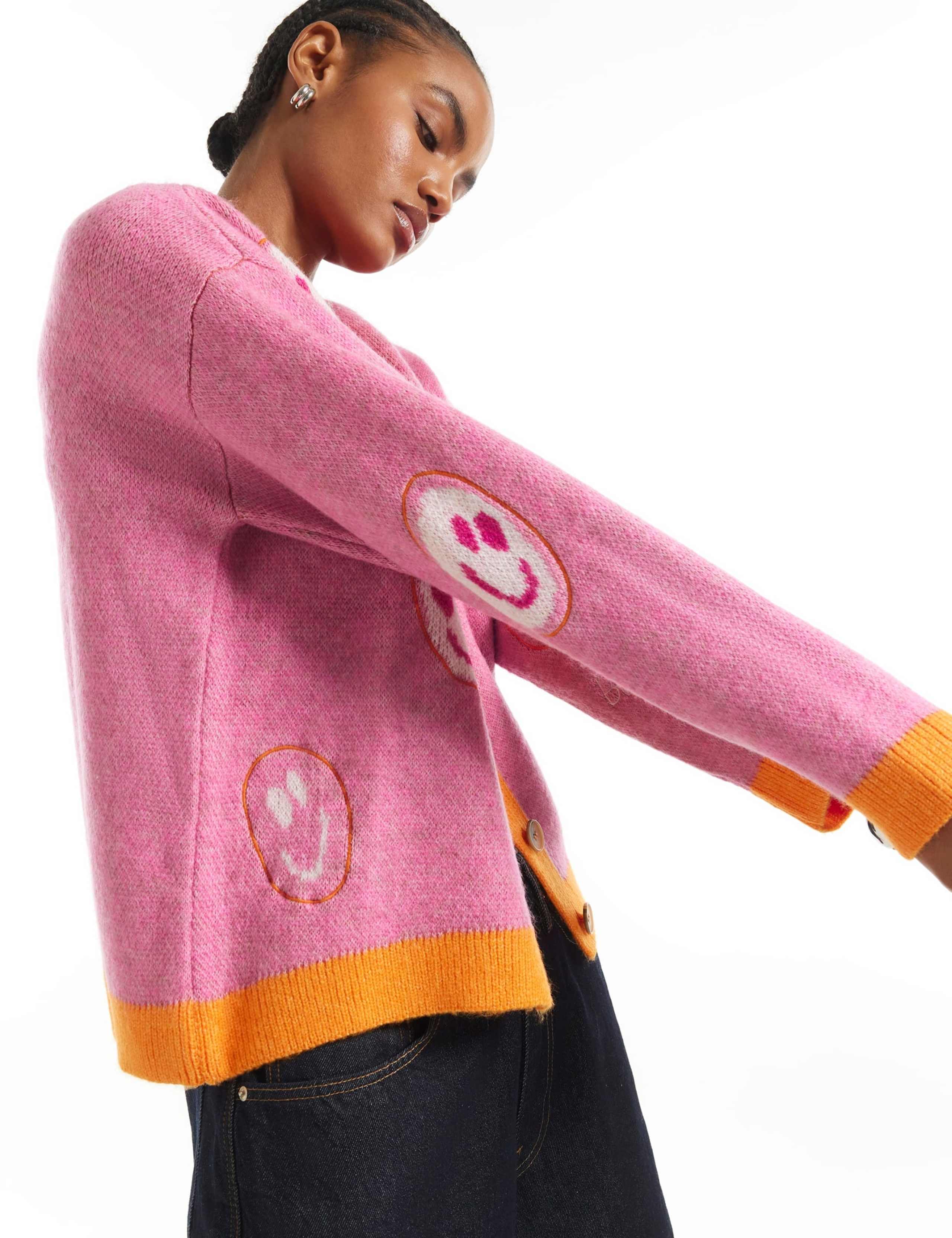 Pure Cotton Smiley Face Relaxed Cardigan 2 of 5
