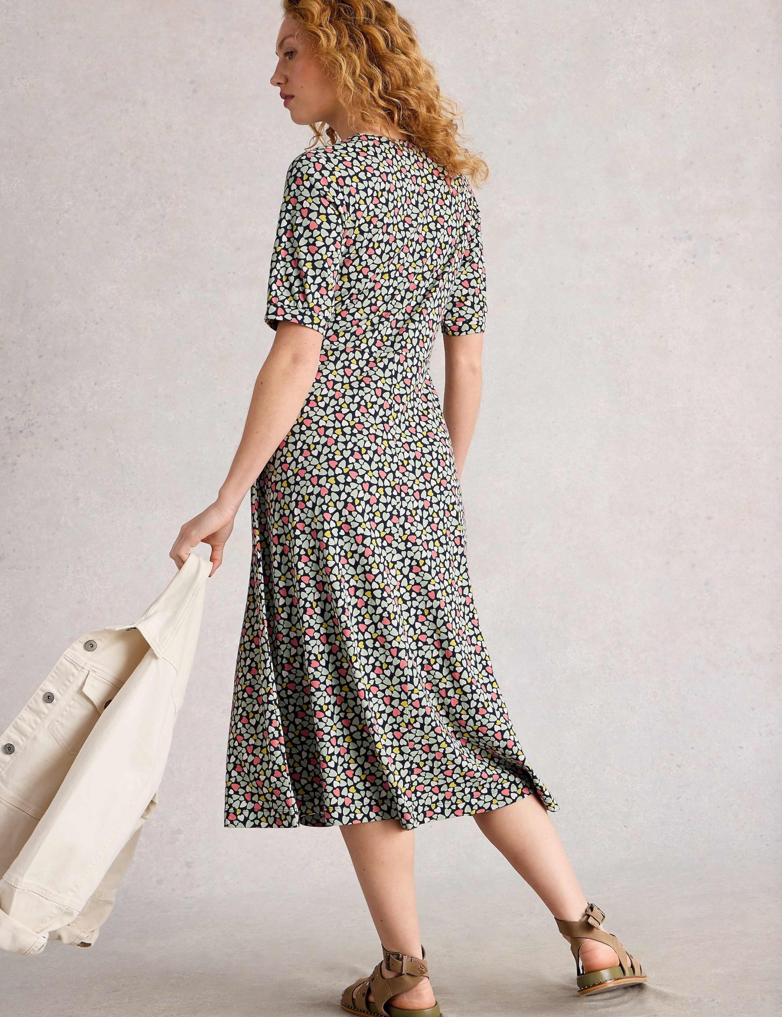 Jersey Heart Print V-Neck Midi Tea Dress 5 of 6