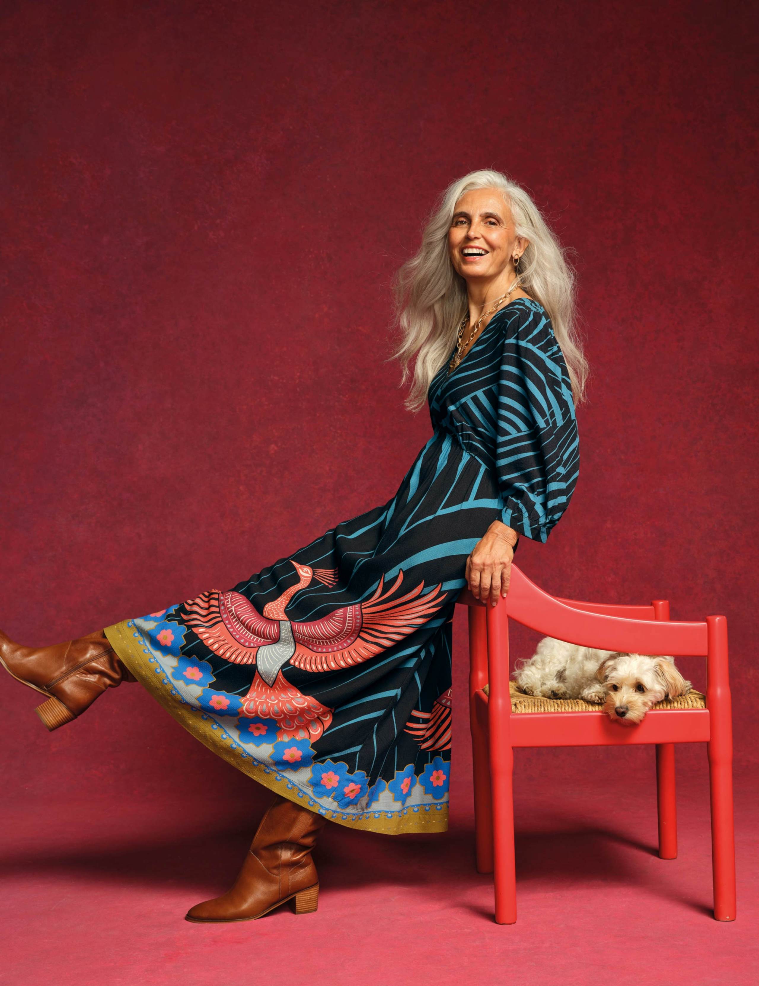 Printed V-Neck Midi Waisted Dress 7 of 7