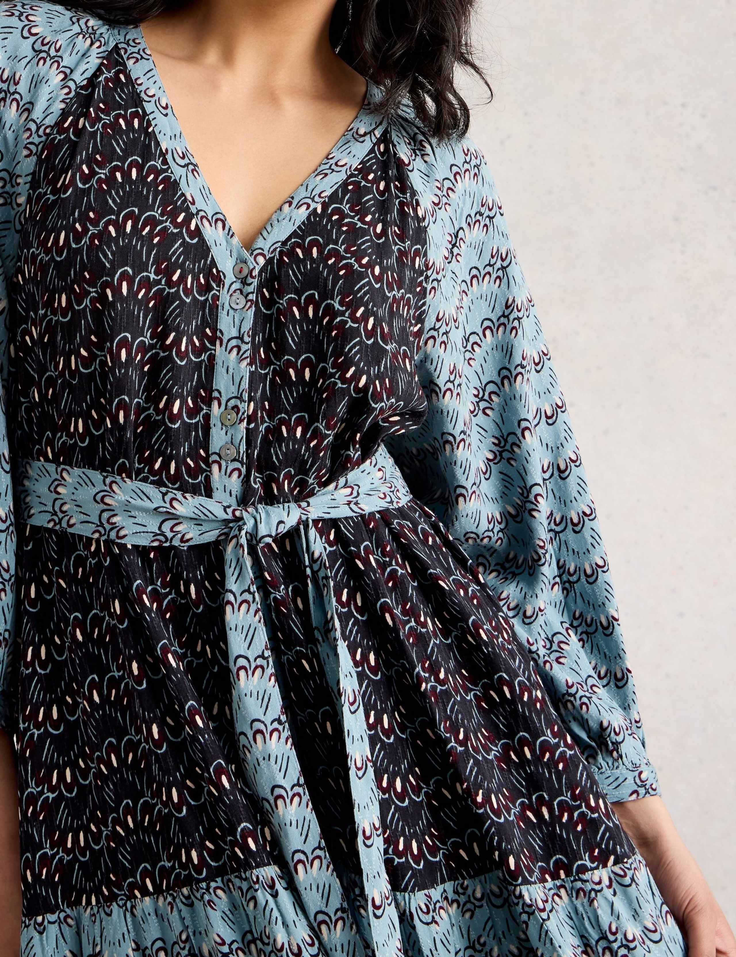 Printed V-Neck Midi Tiered Dress 4 of 6