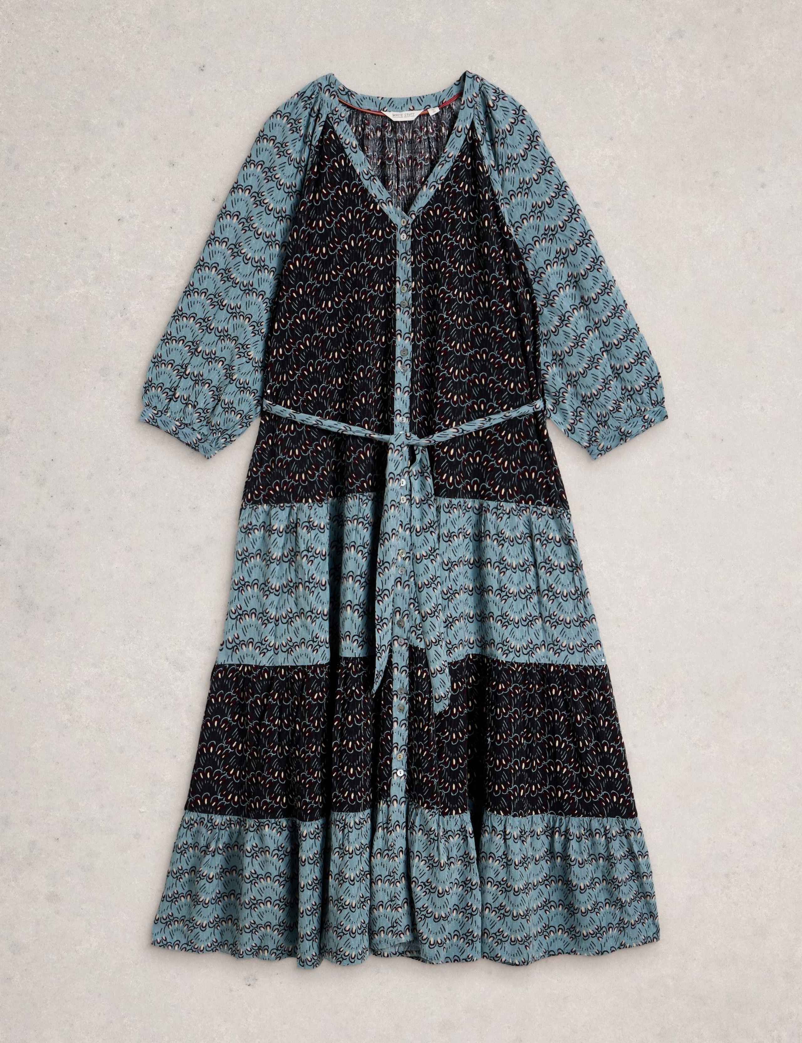Printed V-Neck Midi Tiered Dress 2 of 6