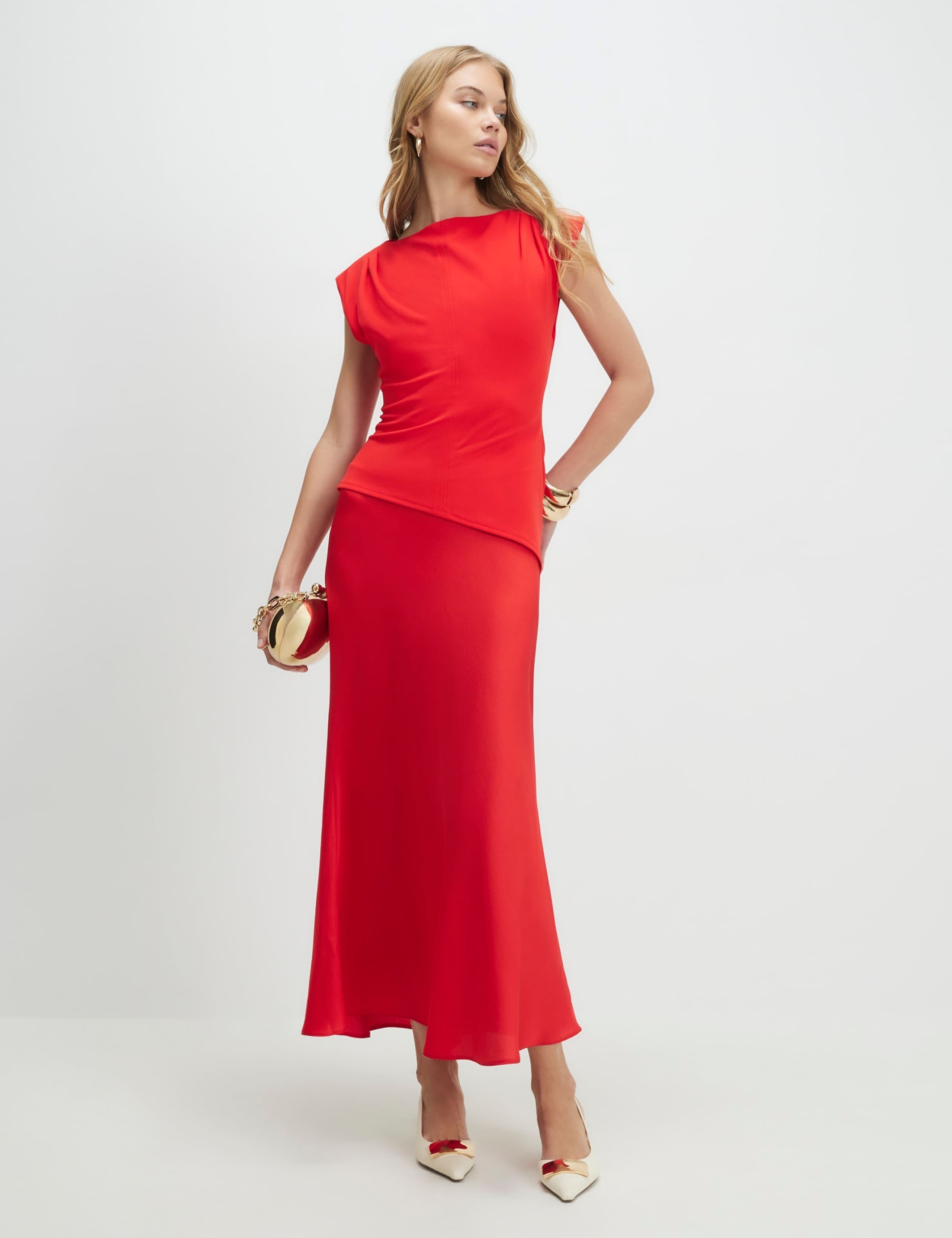 Satin Midaxi Waisted Dress 3 of 4