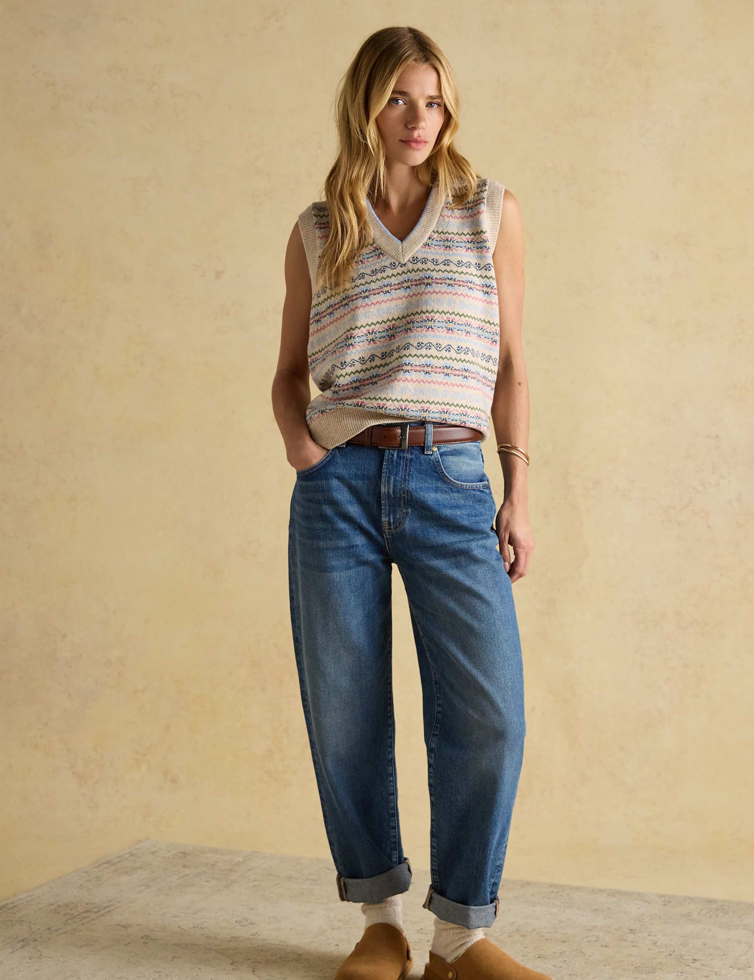 Cotton Rich Fair Isle V-Neck Knitted Vest 3 of 8