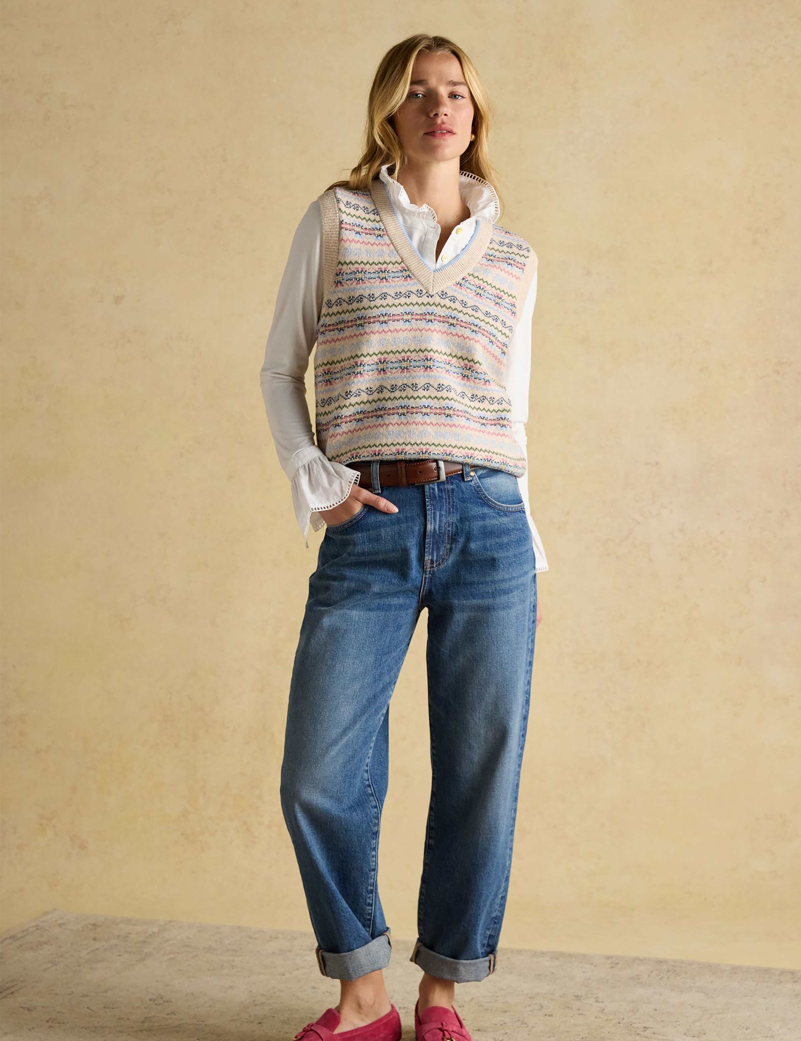 Cotton Rich Fair Isle V-Neck Knitted Vest 4 of 8