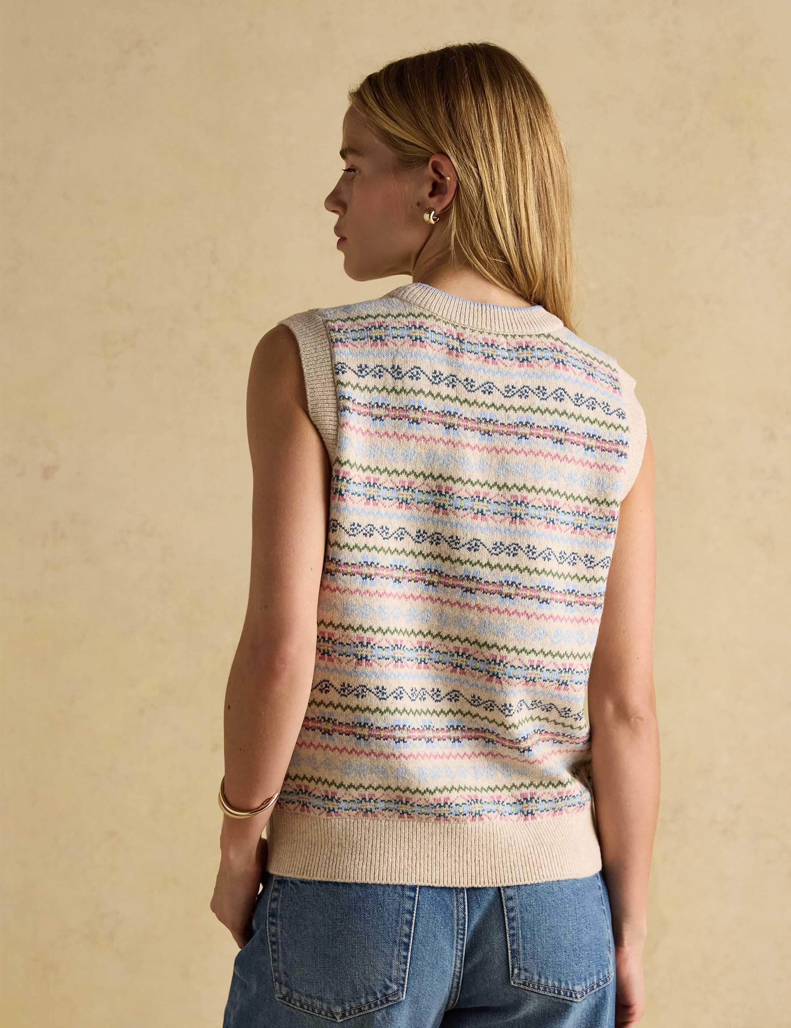 Cotton Rich Fair Isle V-Neck Knitted Vest 5 of 8