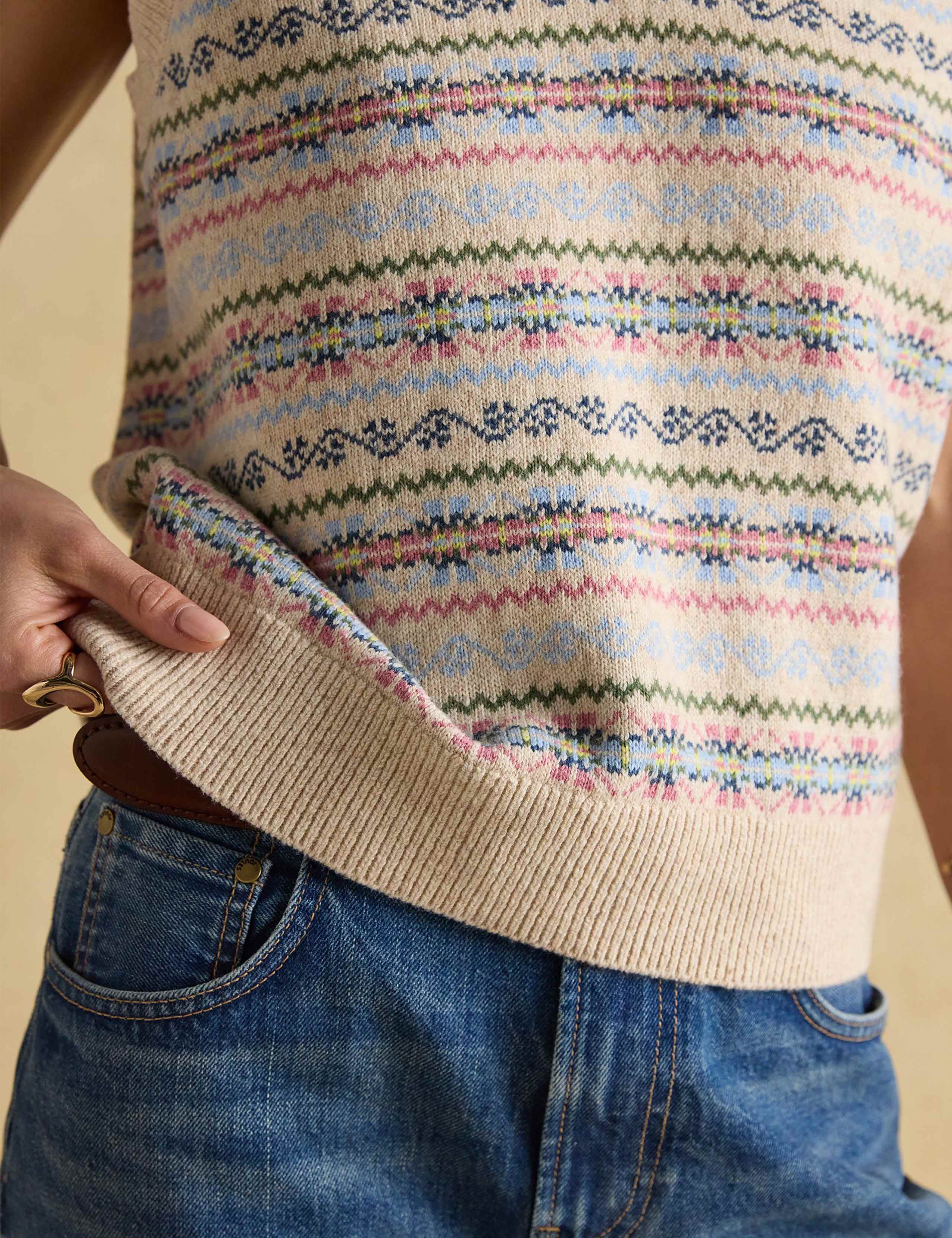 Cotton Rich Fair Isle V-Neck Knitted Vest 7 of 8