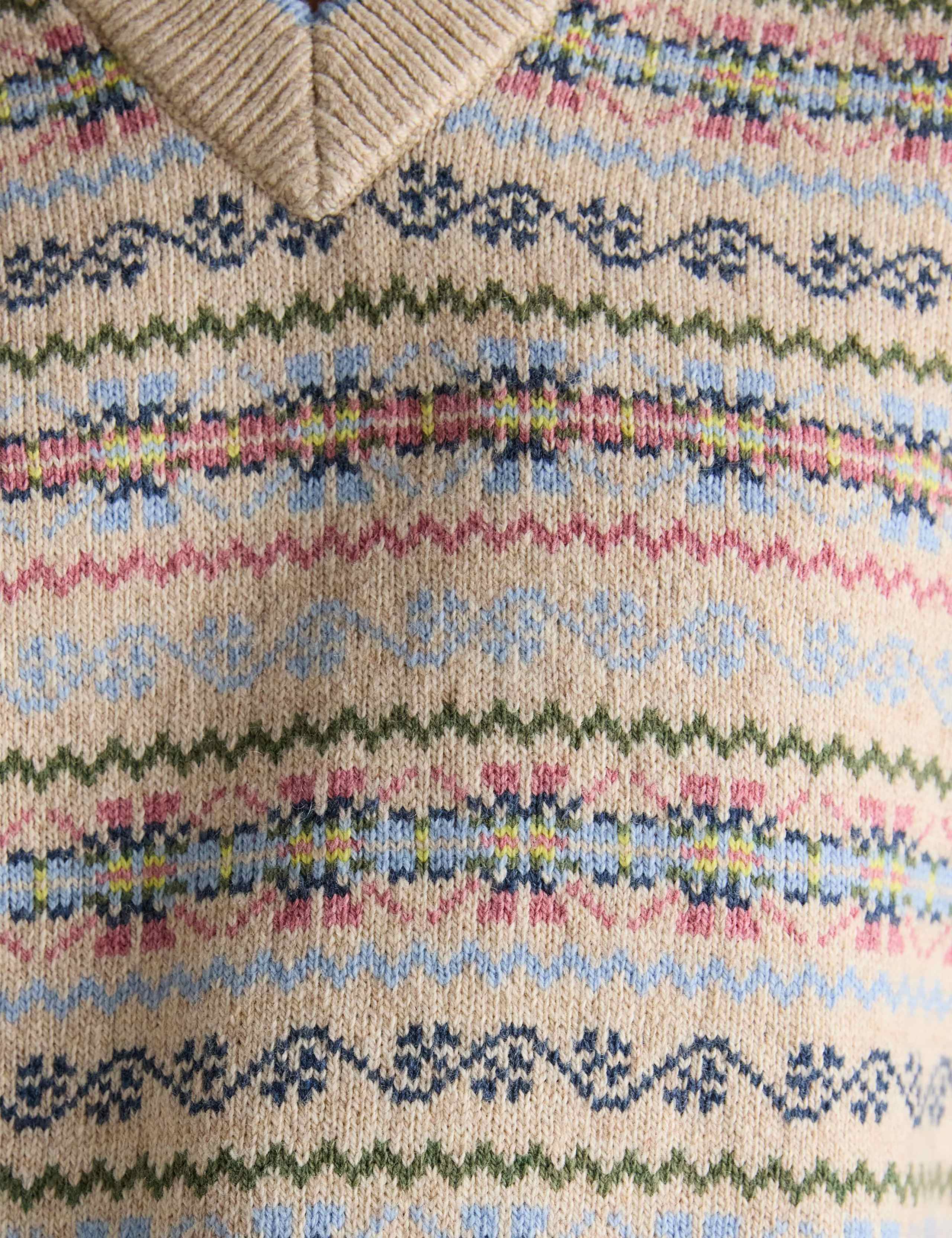 Cotton Rich Fair Isle V-Neck Knitted Vest 8 of 8