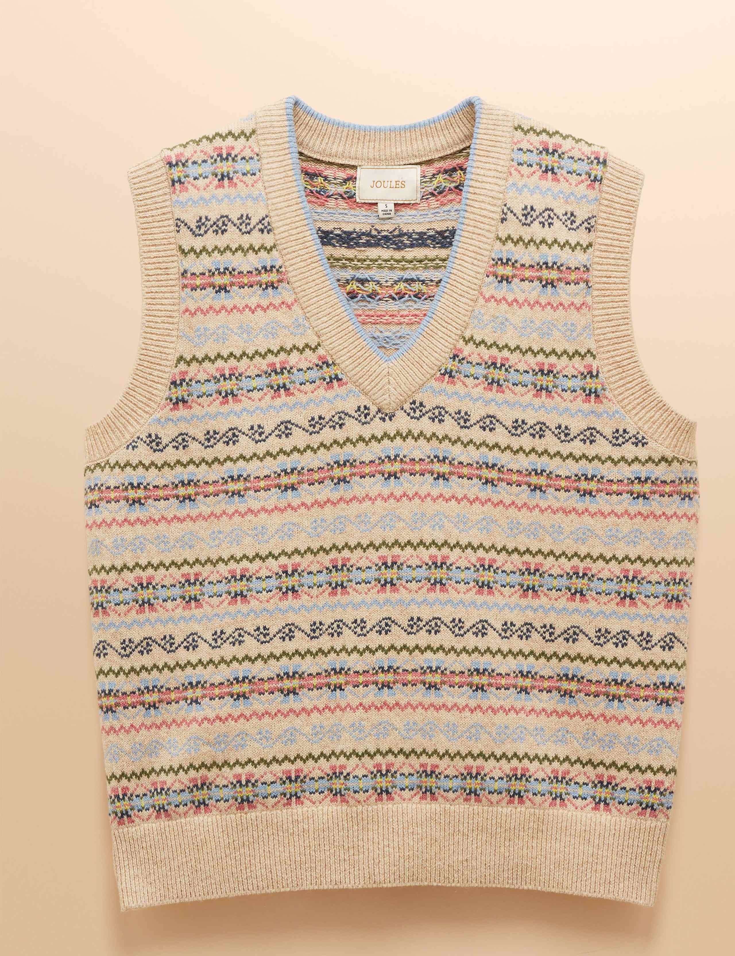 Cotton Rich Fair Isle V-Neck Knitted Vest 2 of 8