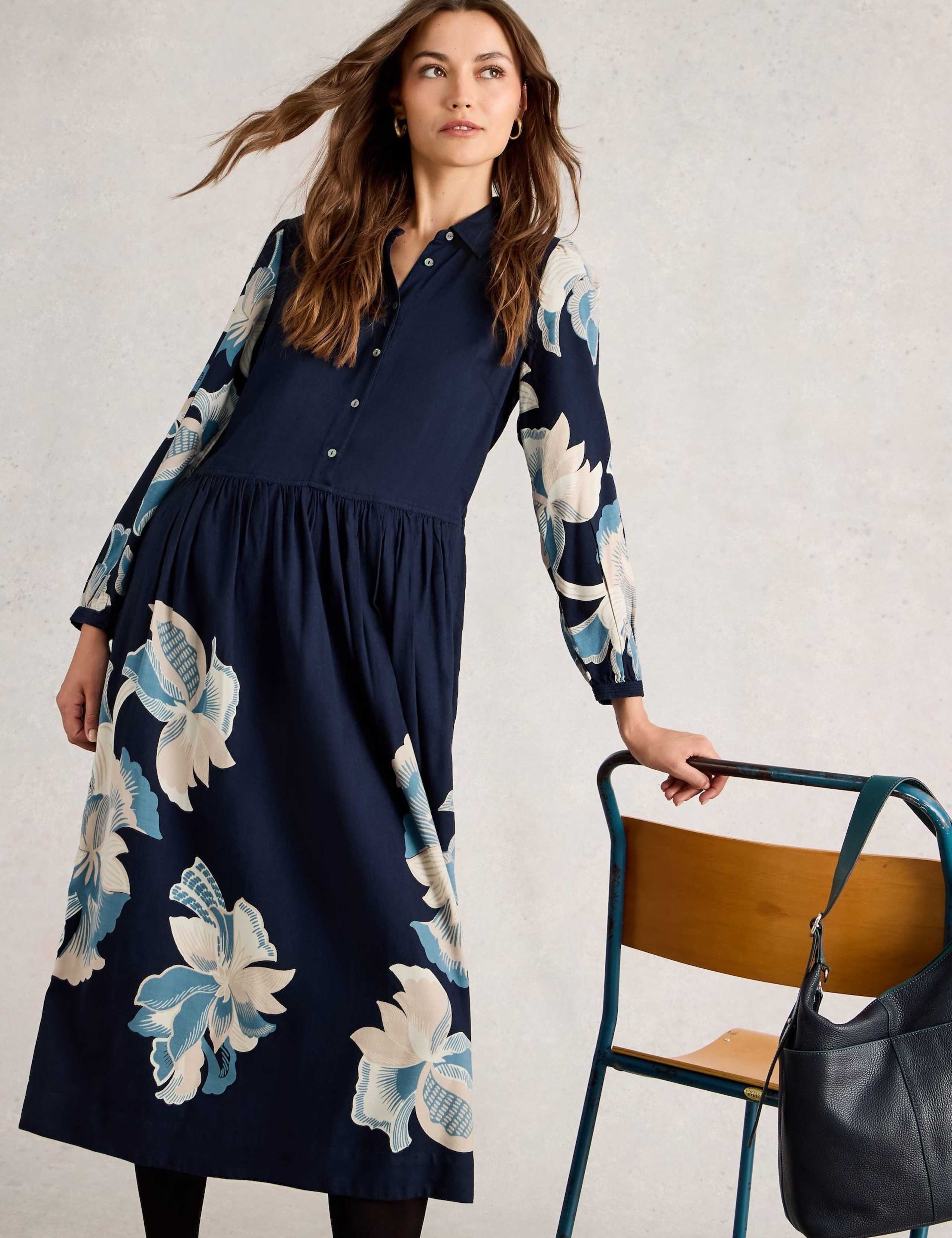Cotton Blend Floral Midi Tea Dress 3 of 6