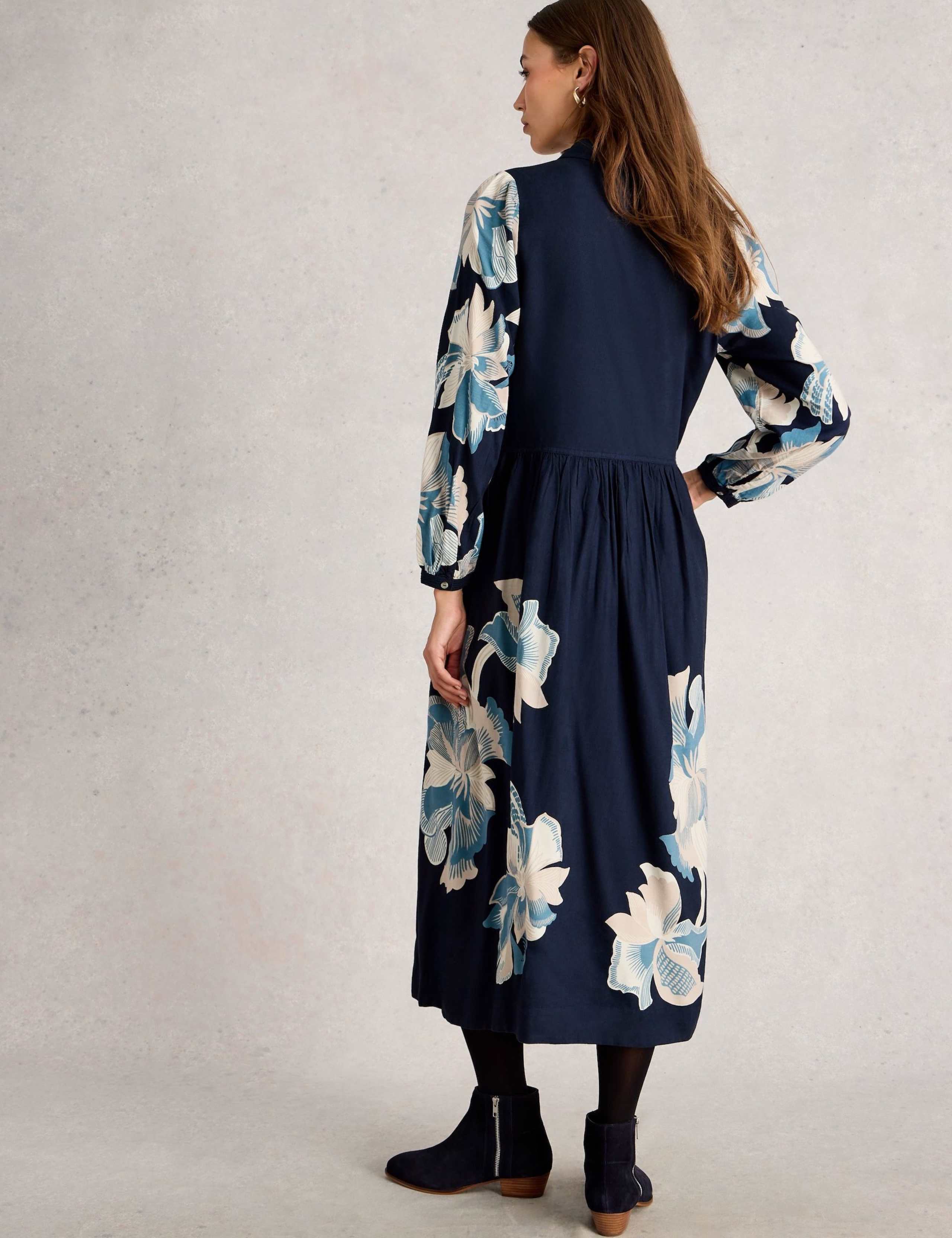 Cotton Blend Floral Midi Tea Dress 4 of 6