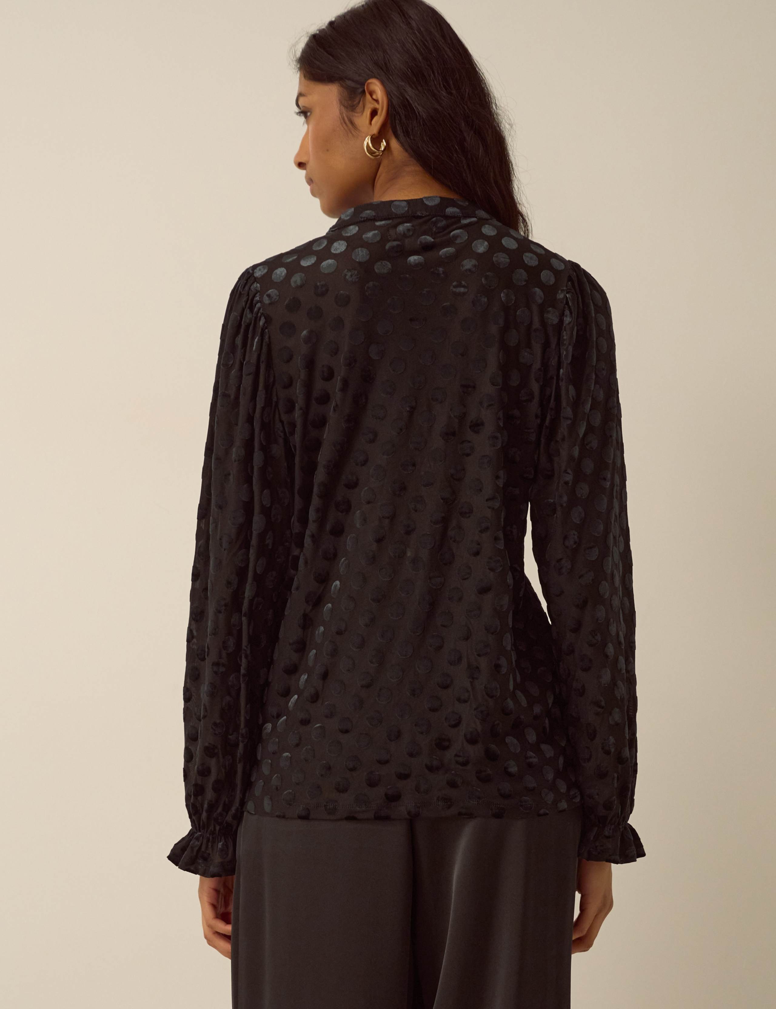 Jersey Spot Devore Collared Neck Blouse 3 of 5