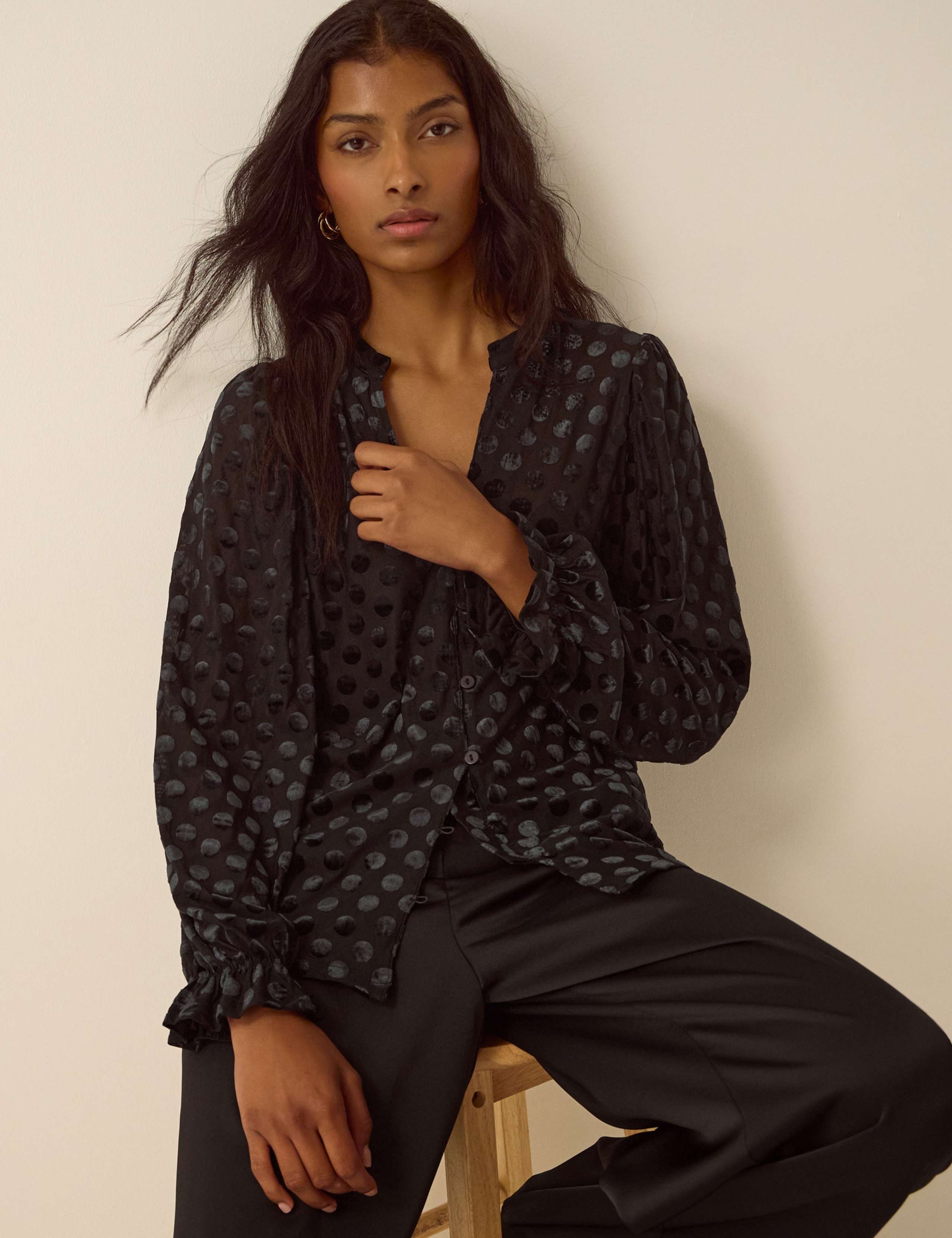 Jersey Spot Devore Collared Neck Blouse 4 of 5