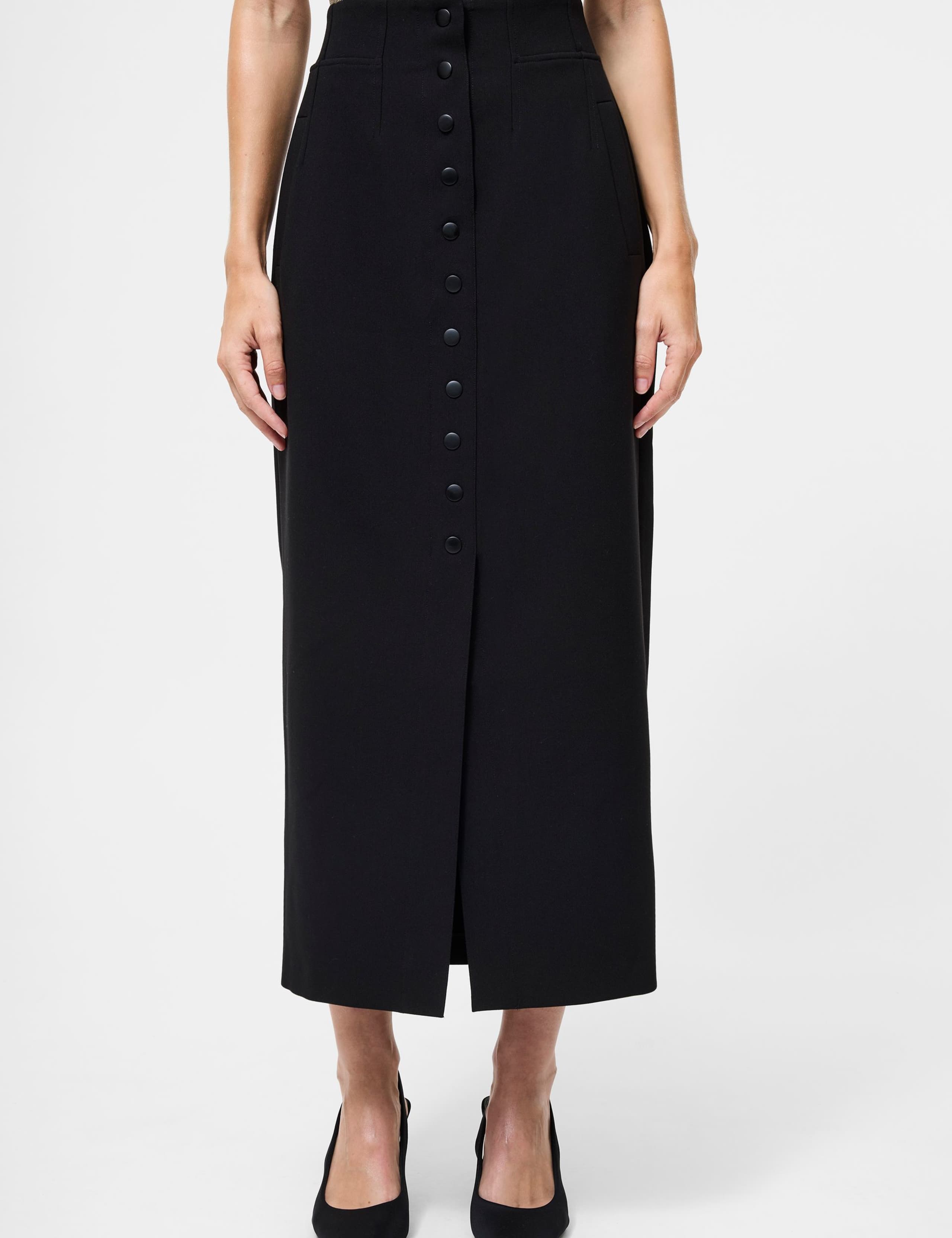Button Front Midi Tailored Pencil Skirt 3 of 3