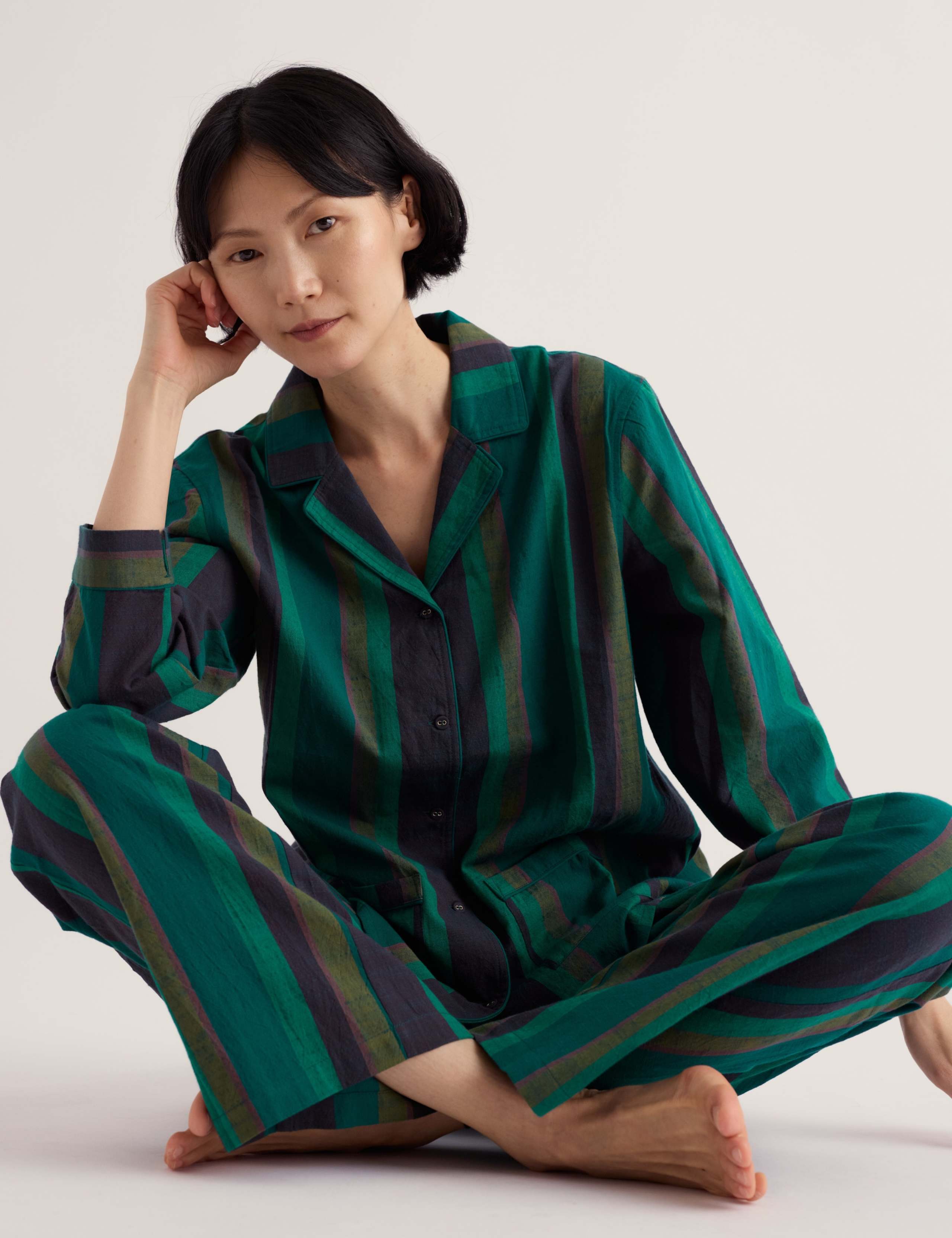 Pure Cotton Striped Pyjama Set 3 of 7