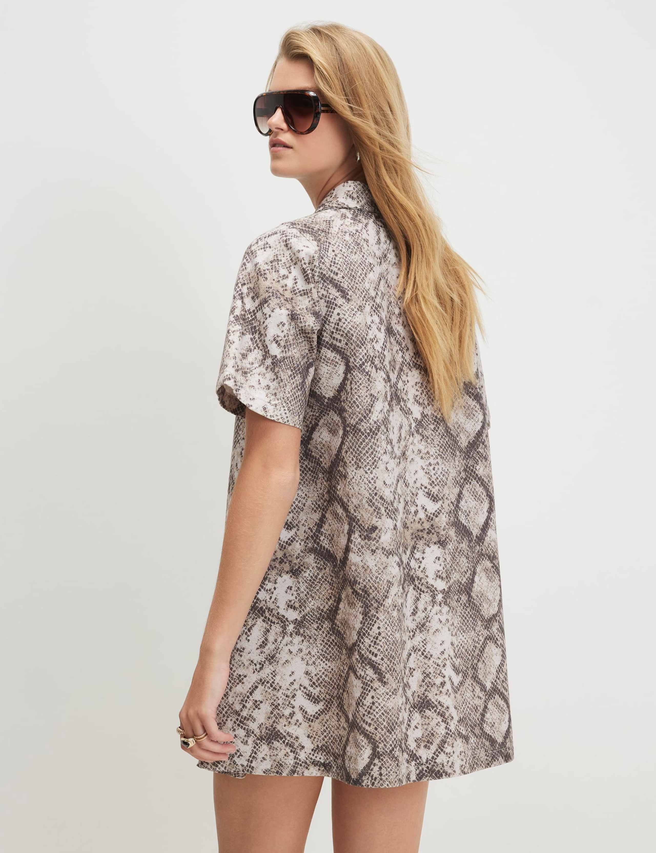 Pure Cotton Snake Print Mini Shift Dress 2 of 4