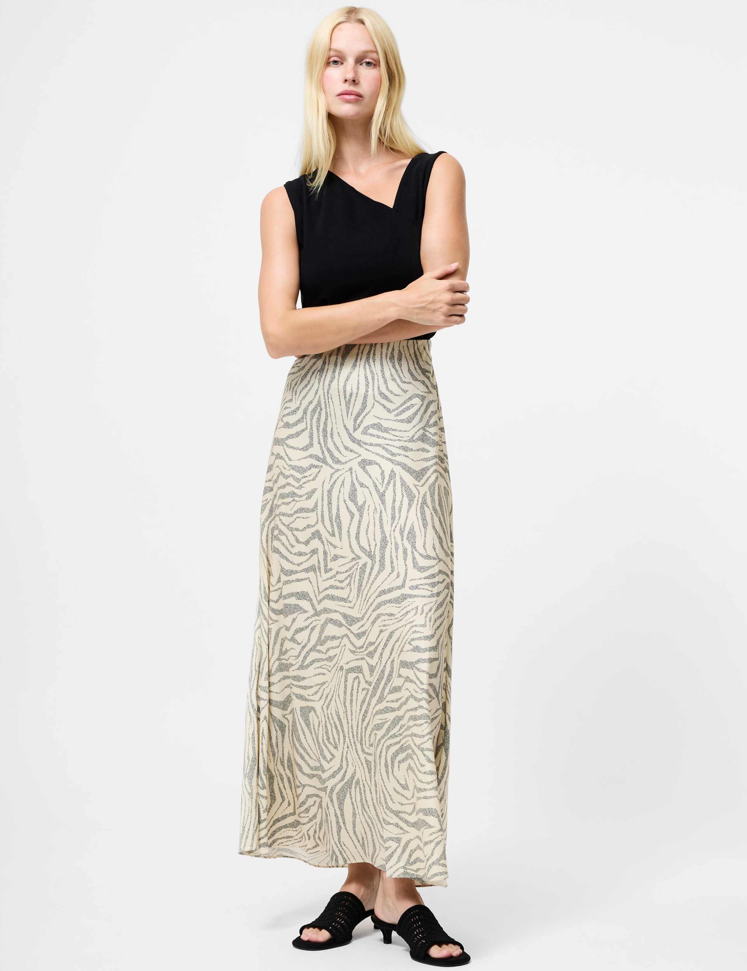 Abstract Animal Print Maxi Slip Skirt 1 of 3