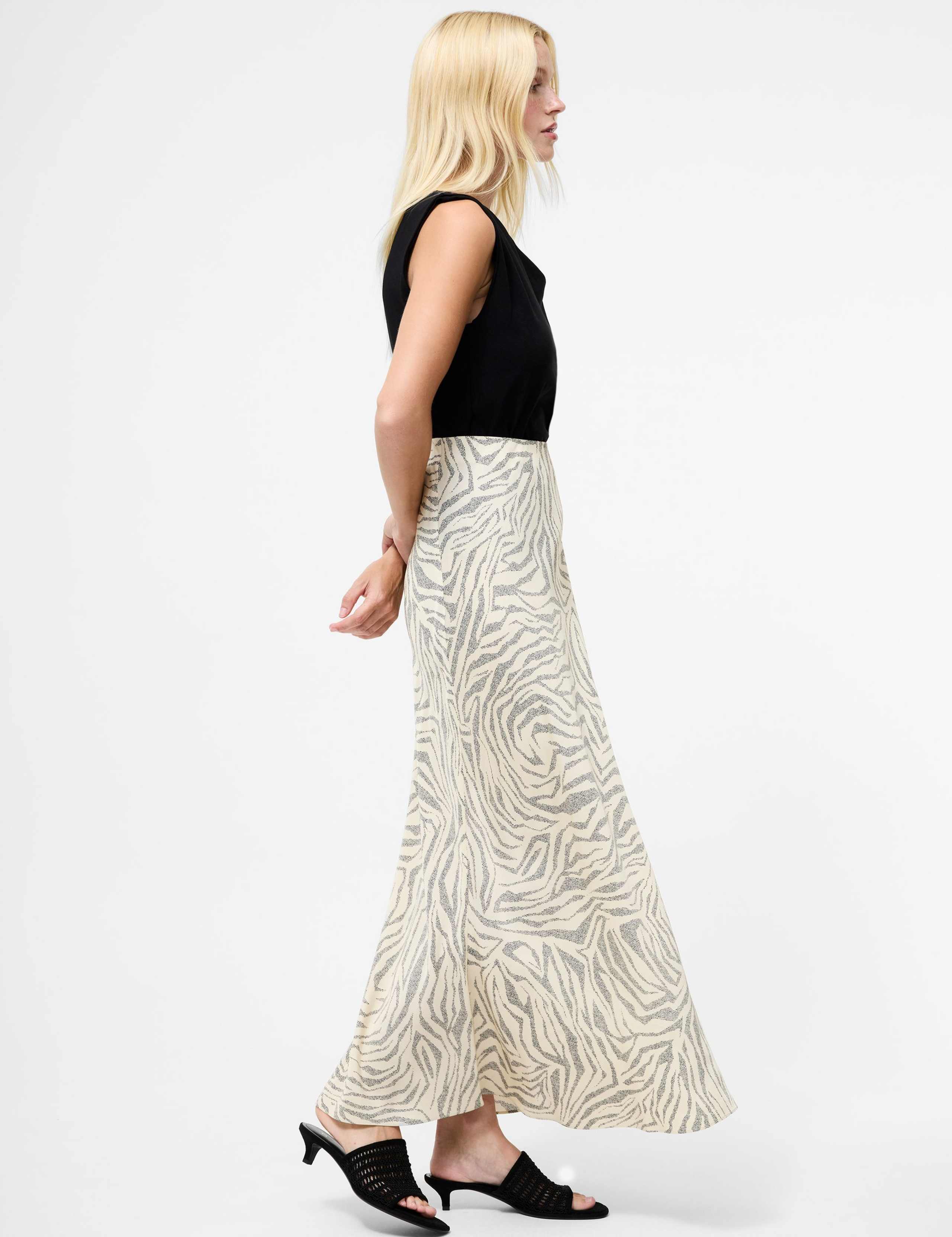 Abstract Animal Print Maxi Slip Skirt 3 of 3