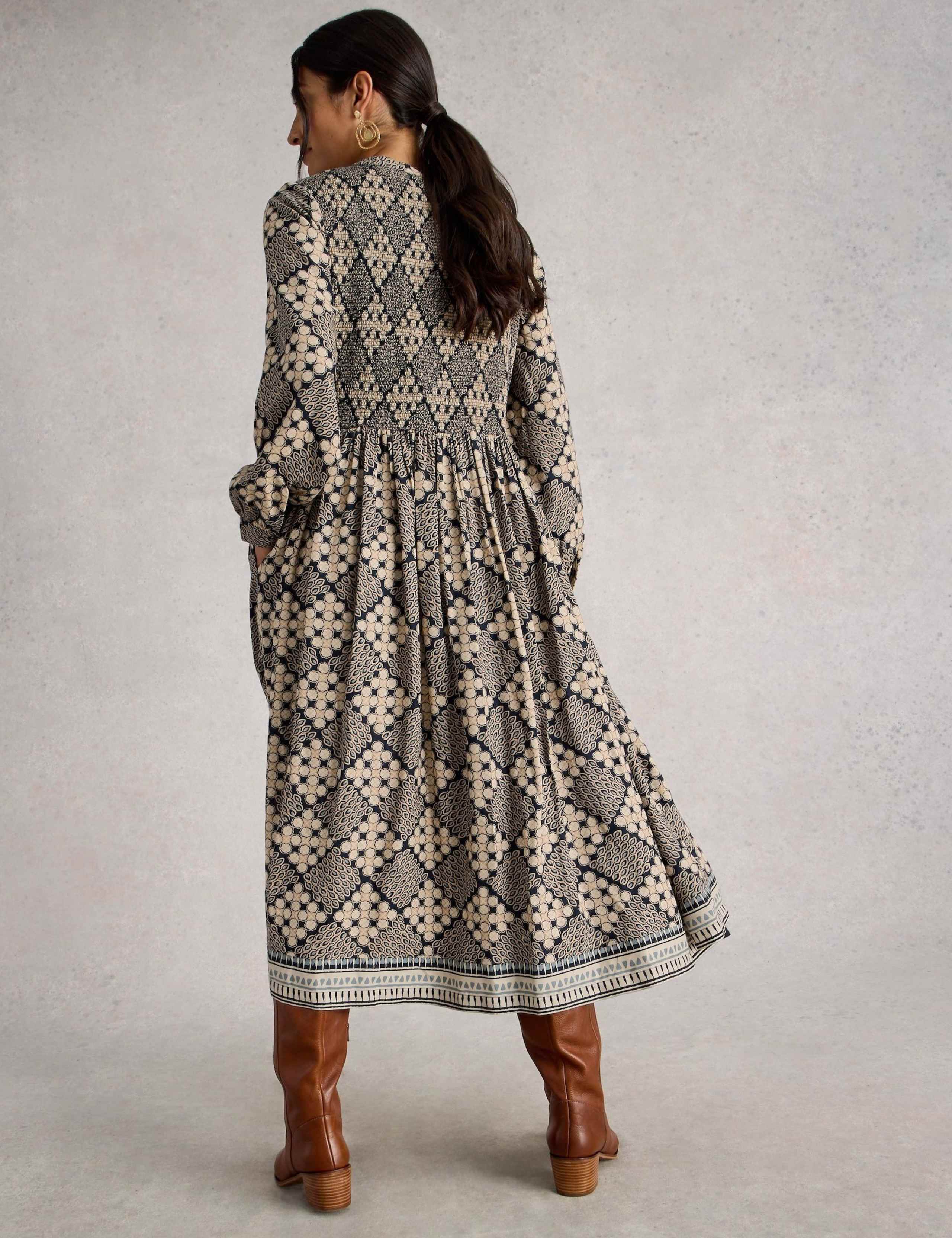 Printed Midi Shirred Dress 5 of 6