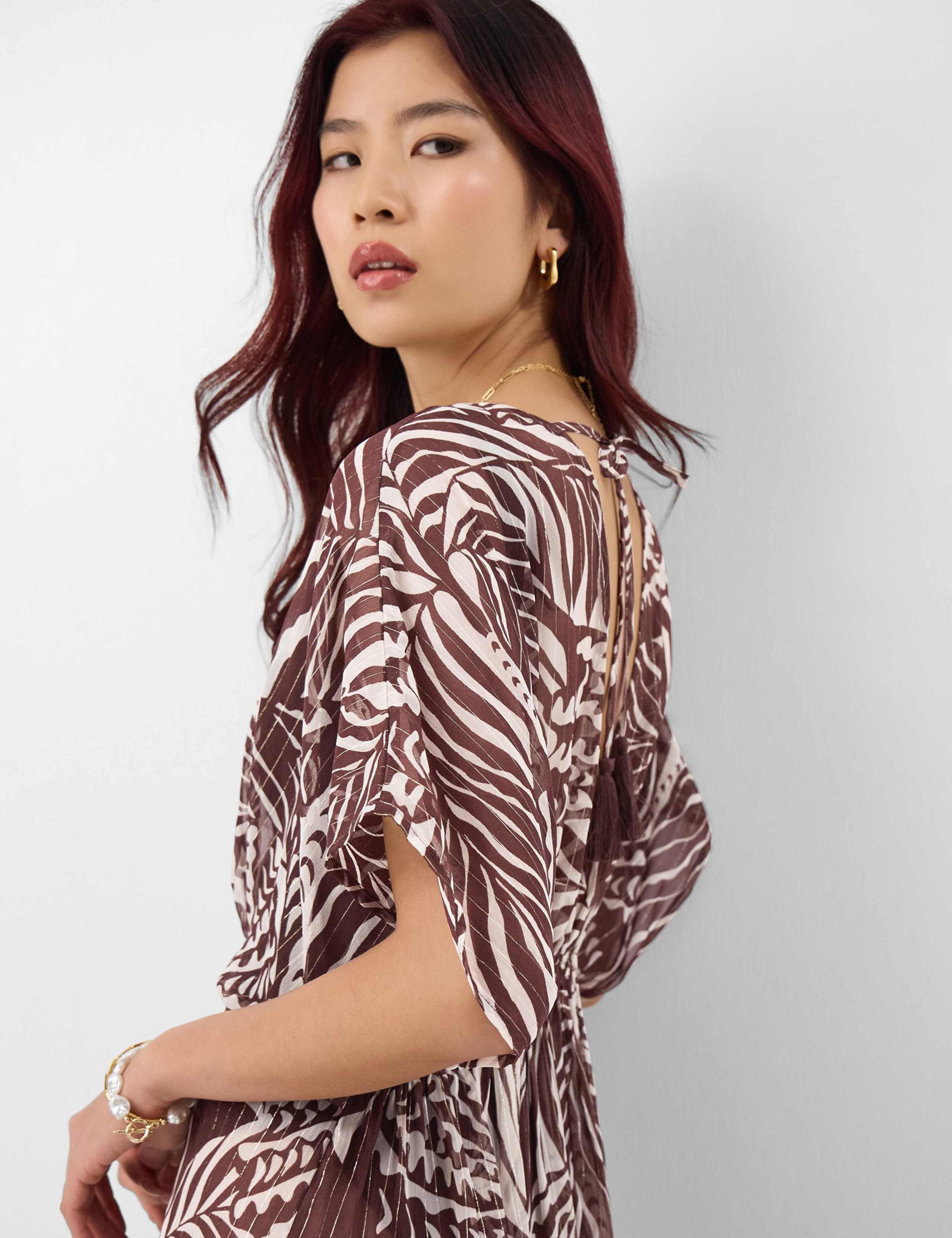 Chiffon Palm Print Beach Cover Up Kaftan 4 of 4
