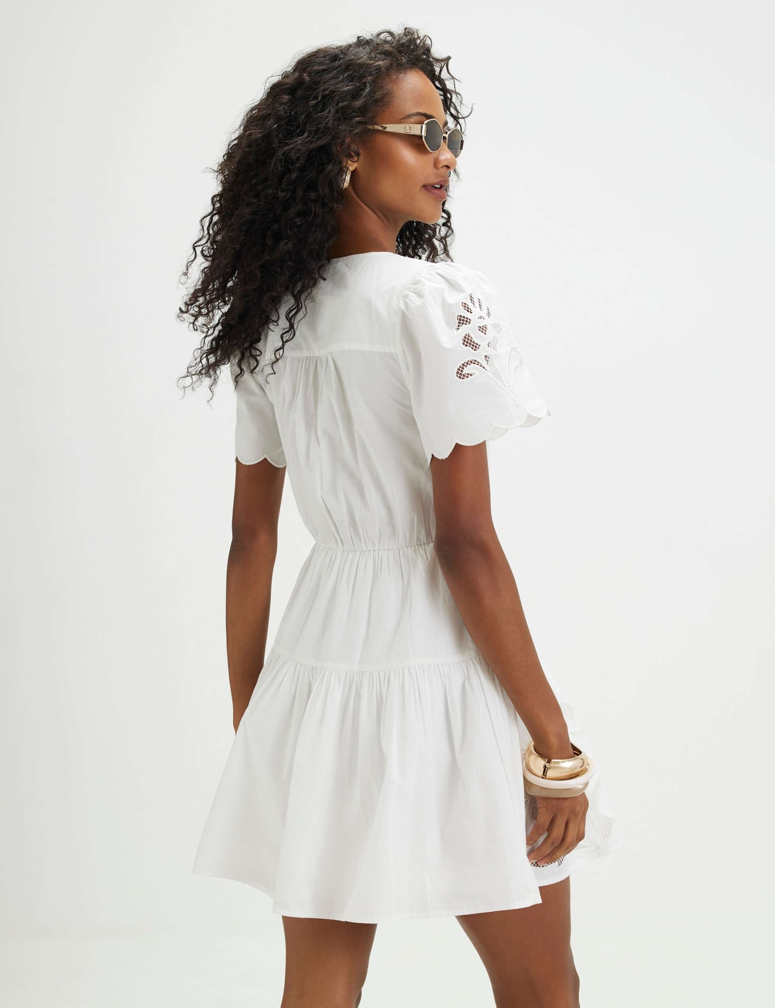 Pure Cotton Broderie V-Neck Mini Skater Dress 4 of 4