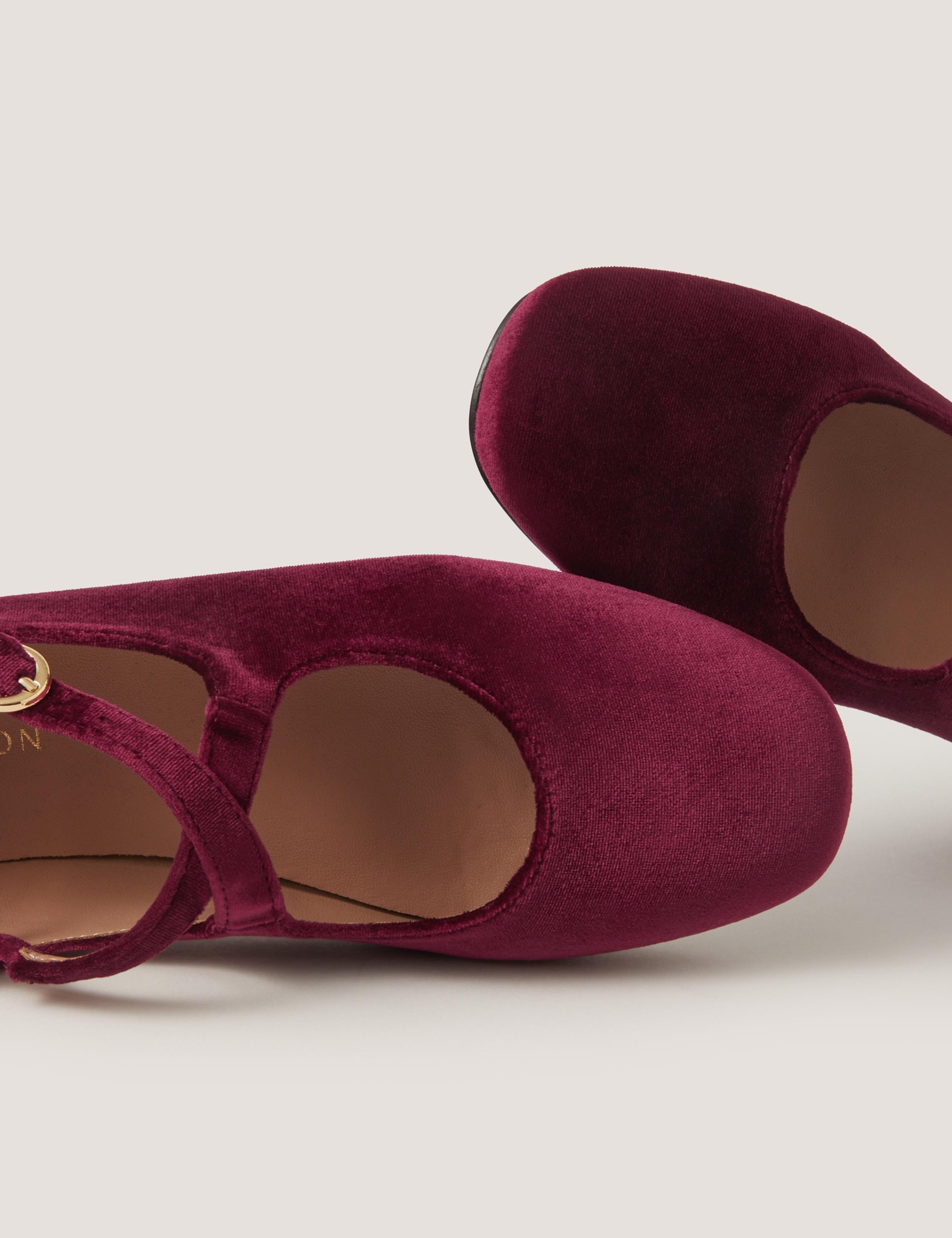 Velvet Flat Mary Jane Ballet Pumps 3 of 3