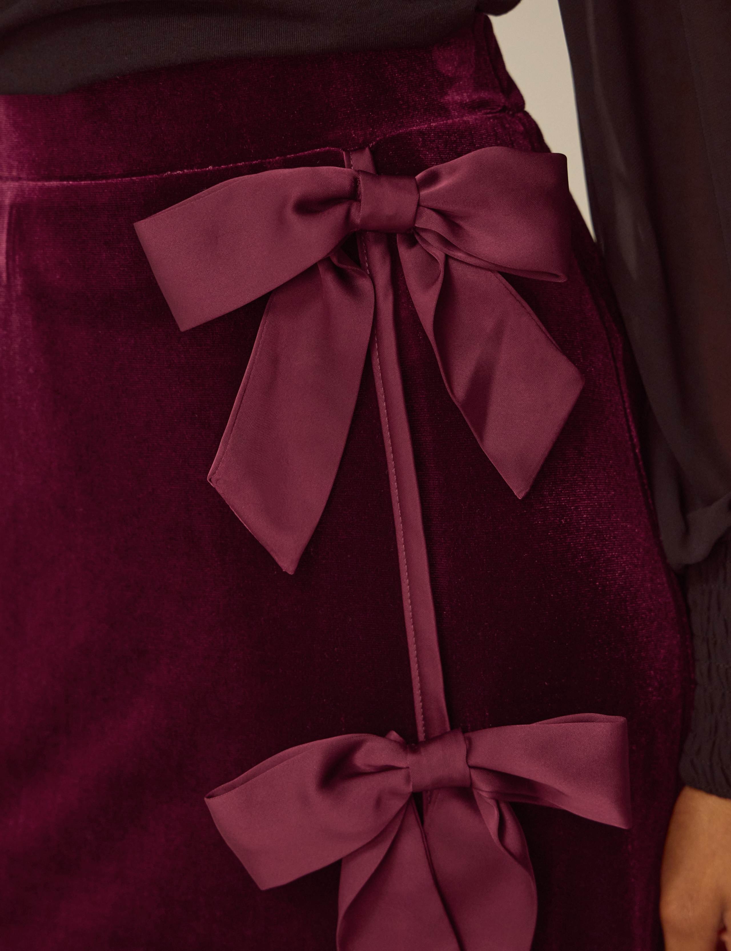 Velvet Bow Detail Midi Pencil Skirt 5 of 5
