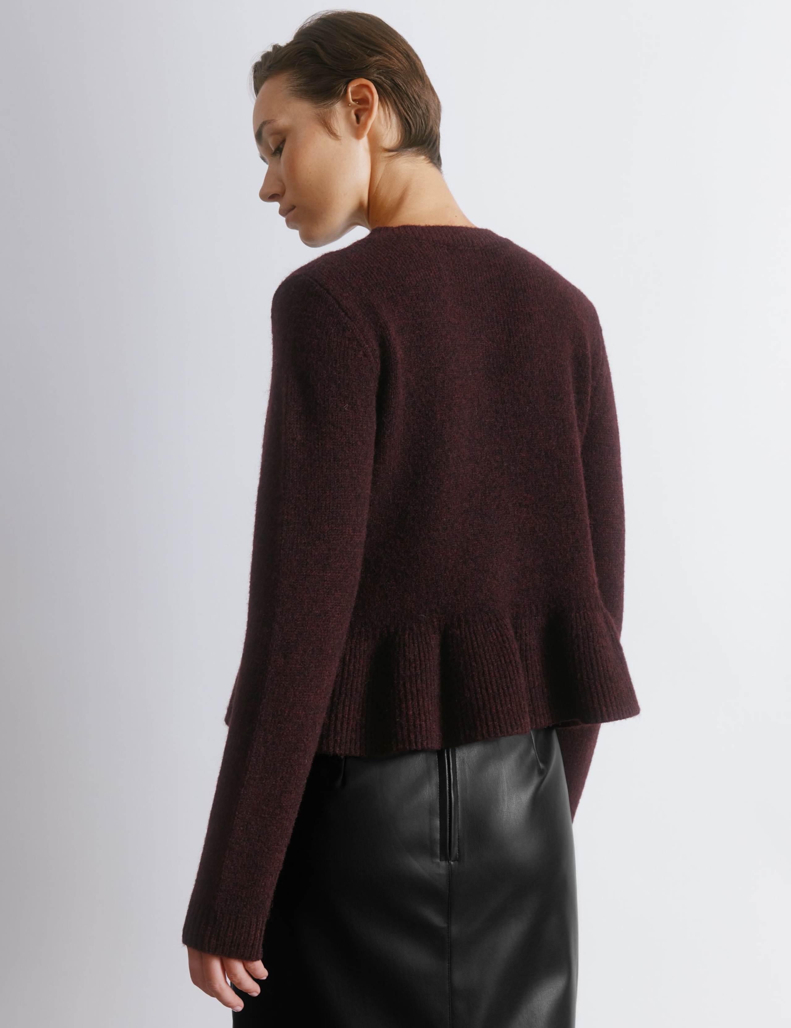 Crew Neck Peplum Cardigan with Mohair 4 of 5