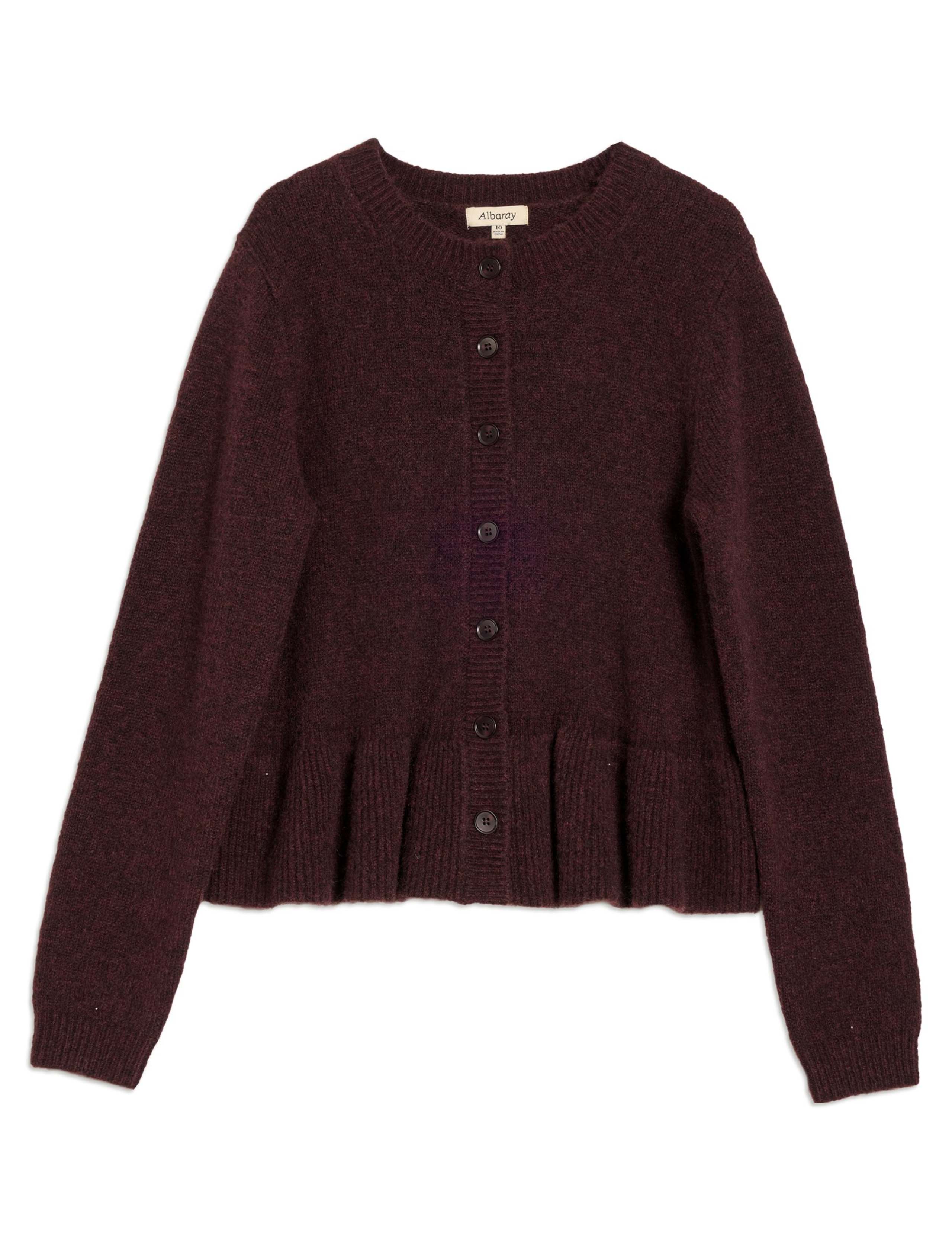 Crew Neck Peplum Cardigan with Mohair 2 of 5