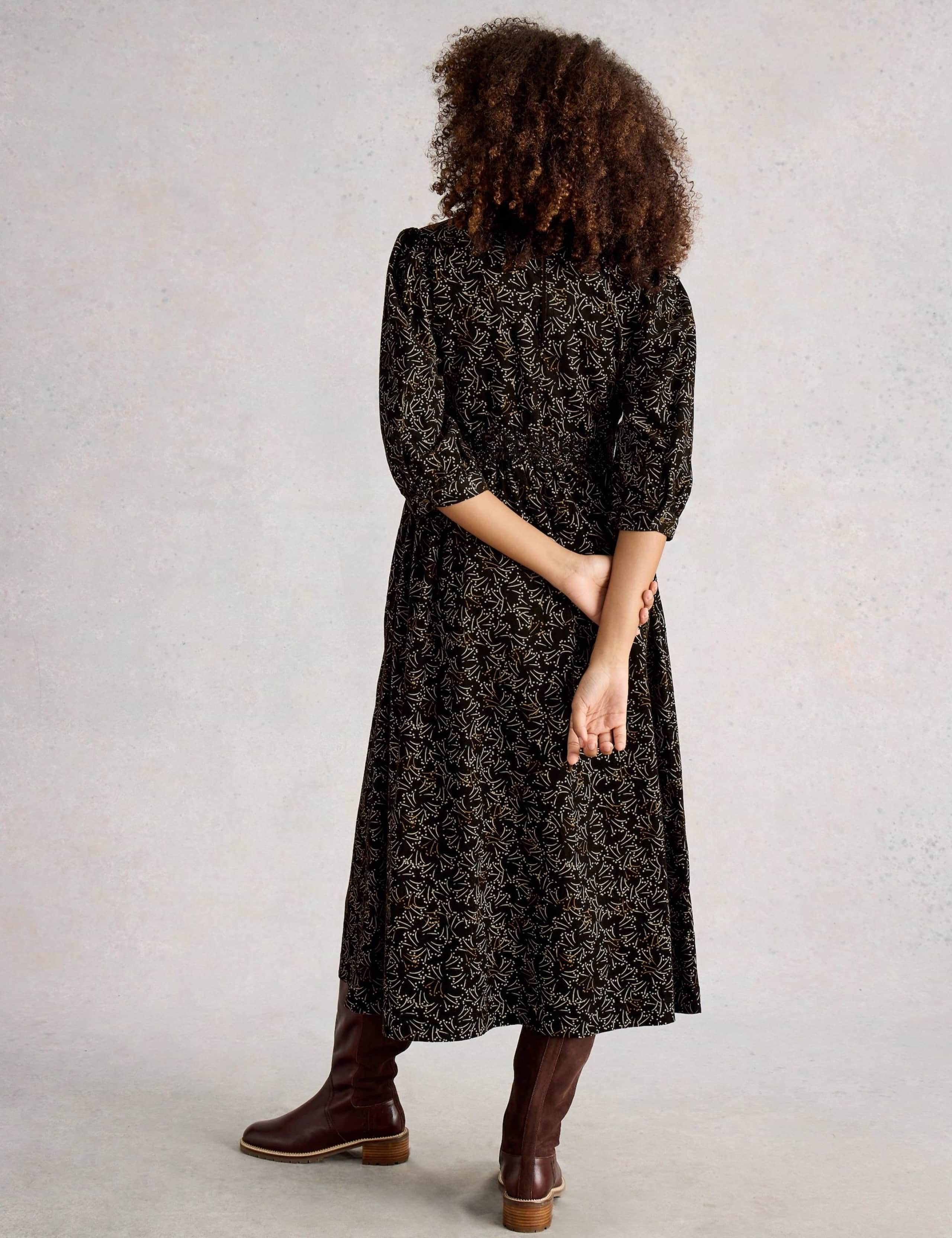 Pure Cotton Cord V-Neck Midi Tea Dress 5 of 6