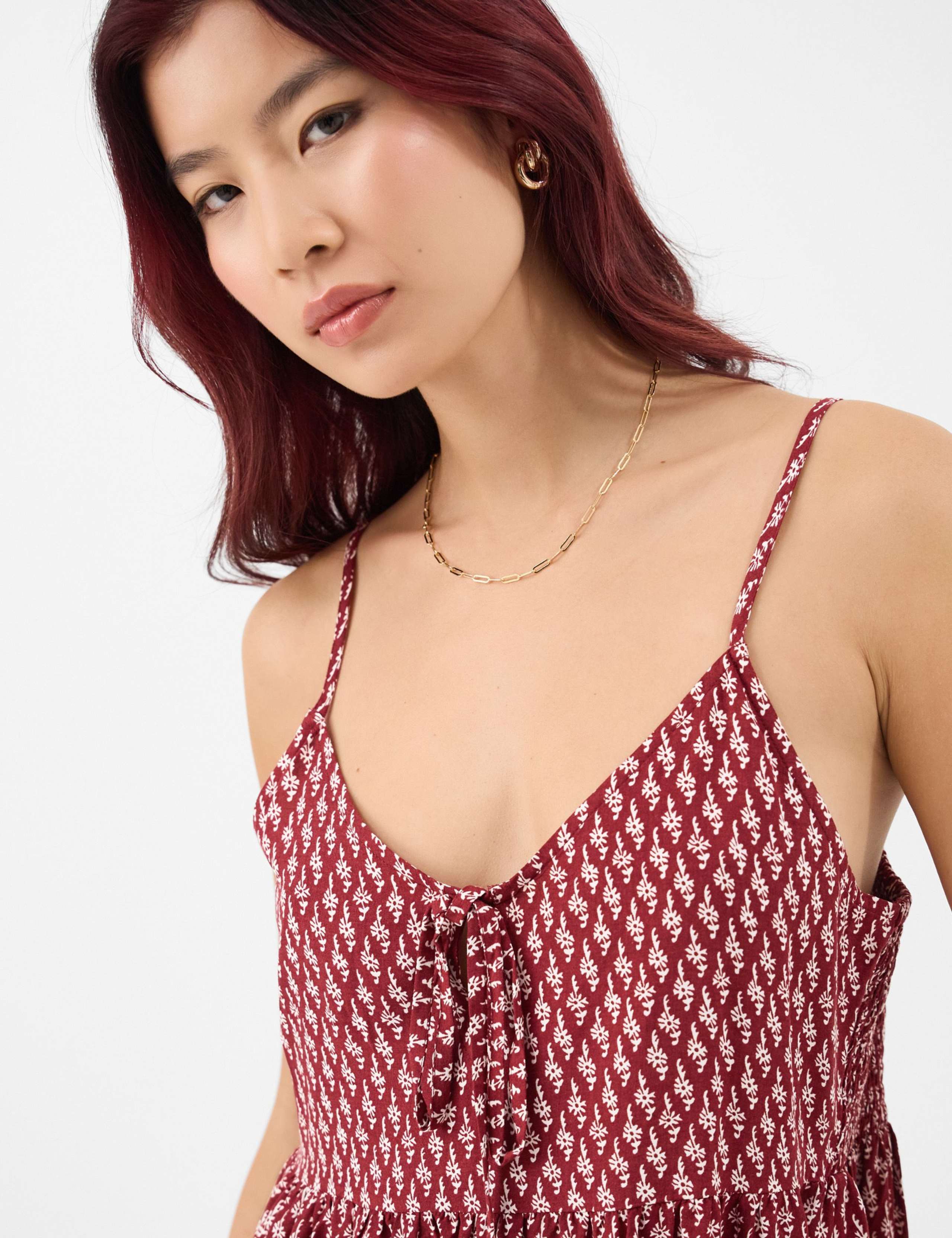 Printed V-Neck Tie Front Mini Beach Dress 4 of 4