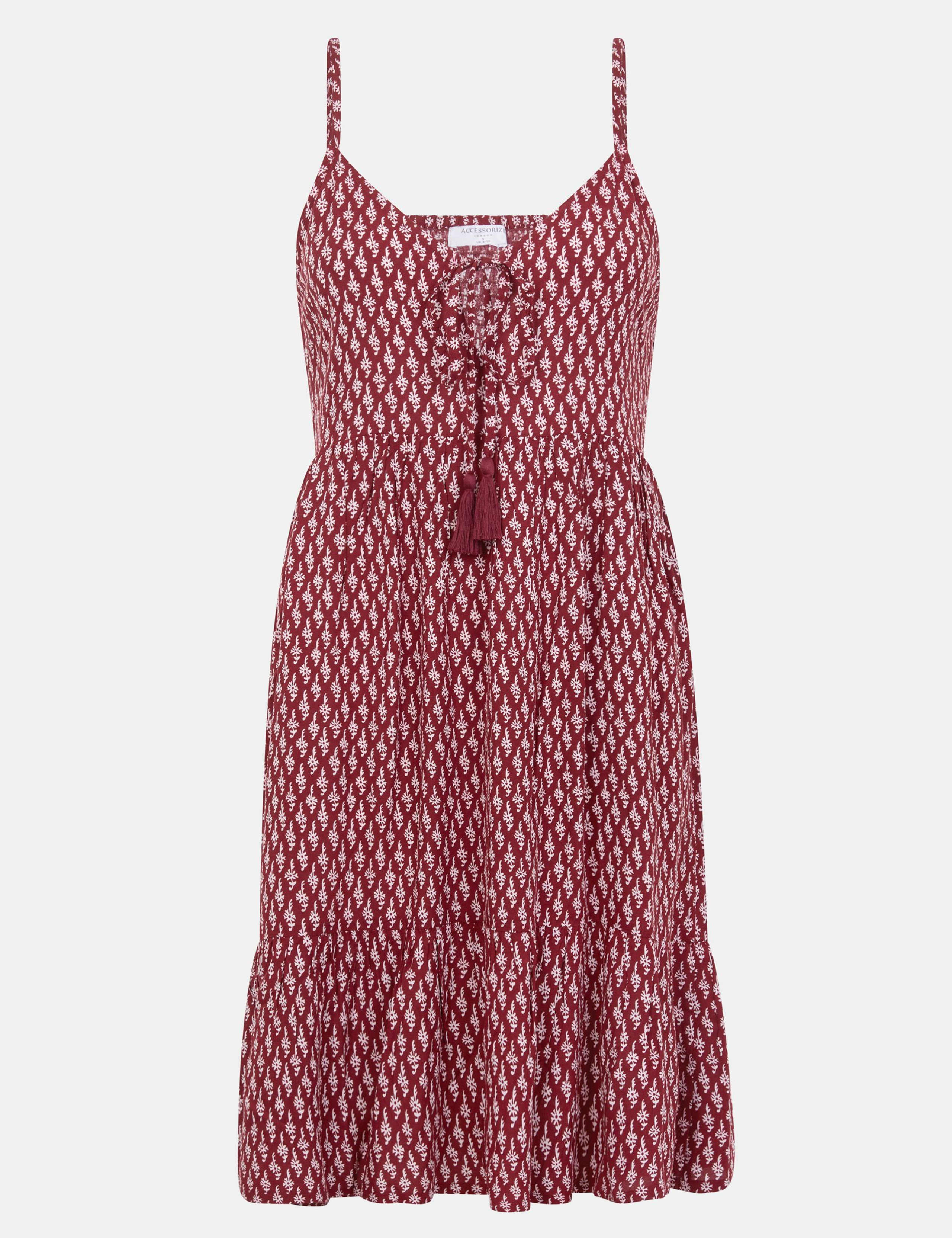 Printed V-Neck Tie Front Mini Beach Dress 2 of 4