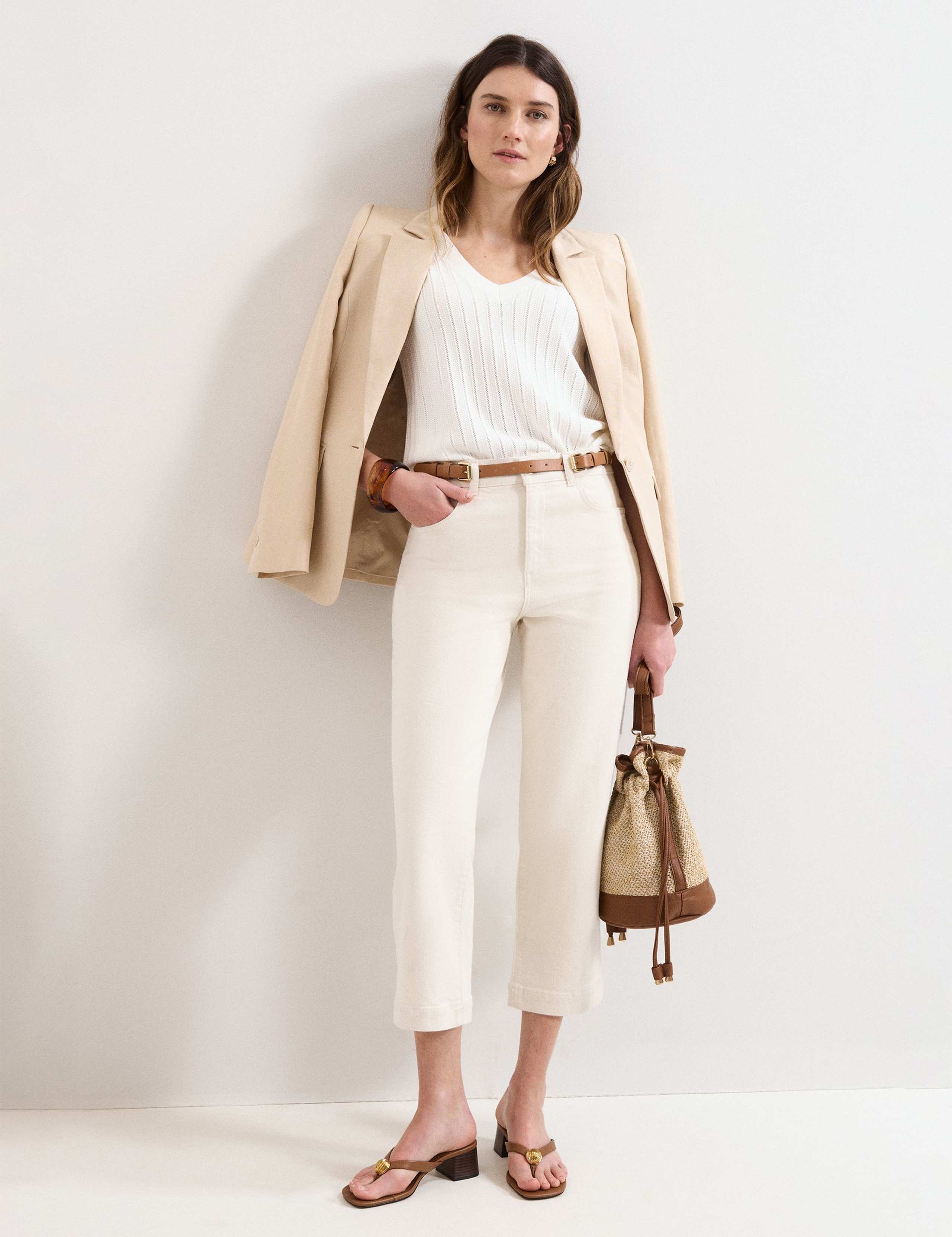 Cotton Rich Textured V-Neck Top 3 of 6