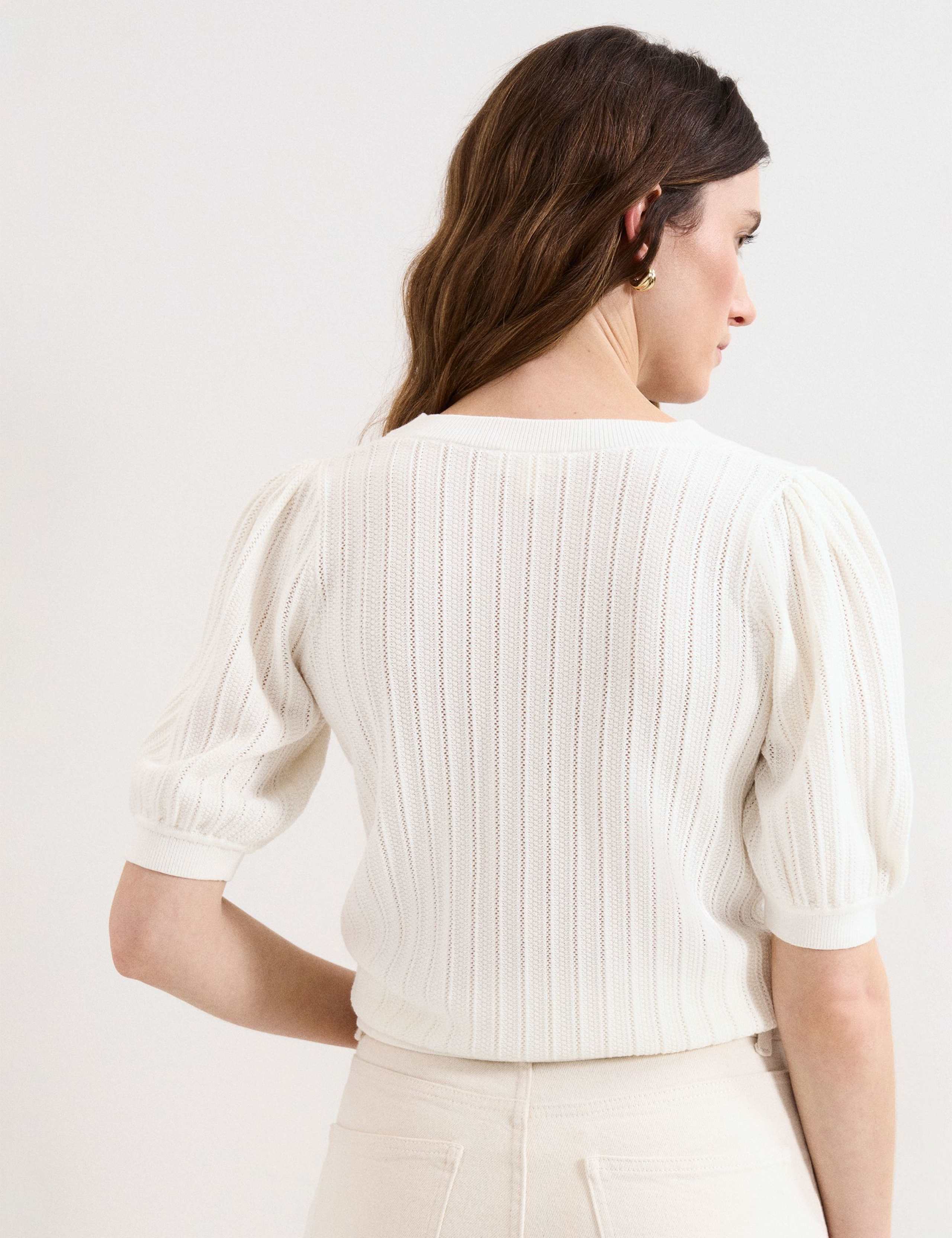 Cotton Rich Textured V-Neck Top 5 of 6