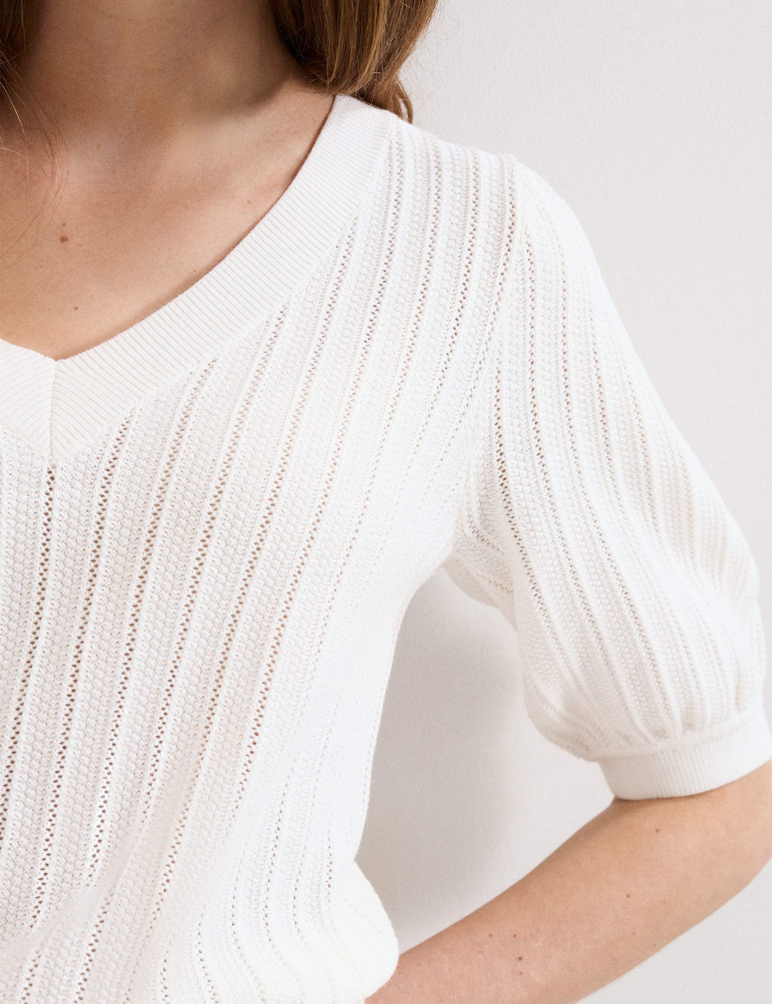 Cotton Rich Textured V-Neck Top 6 of 6