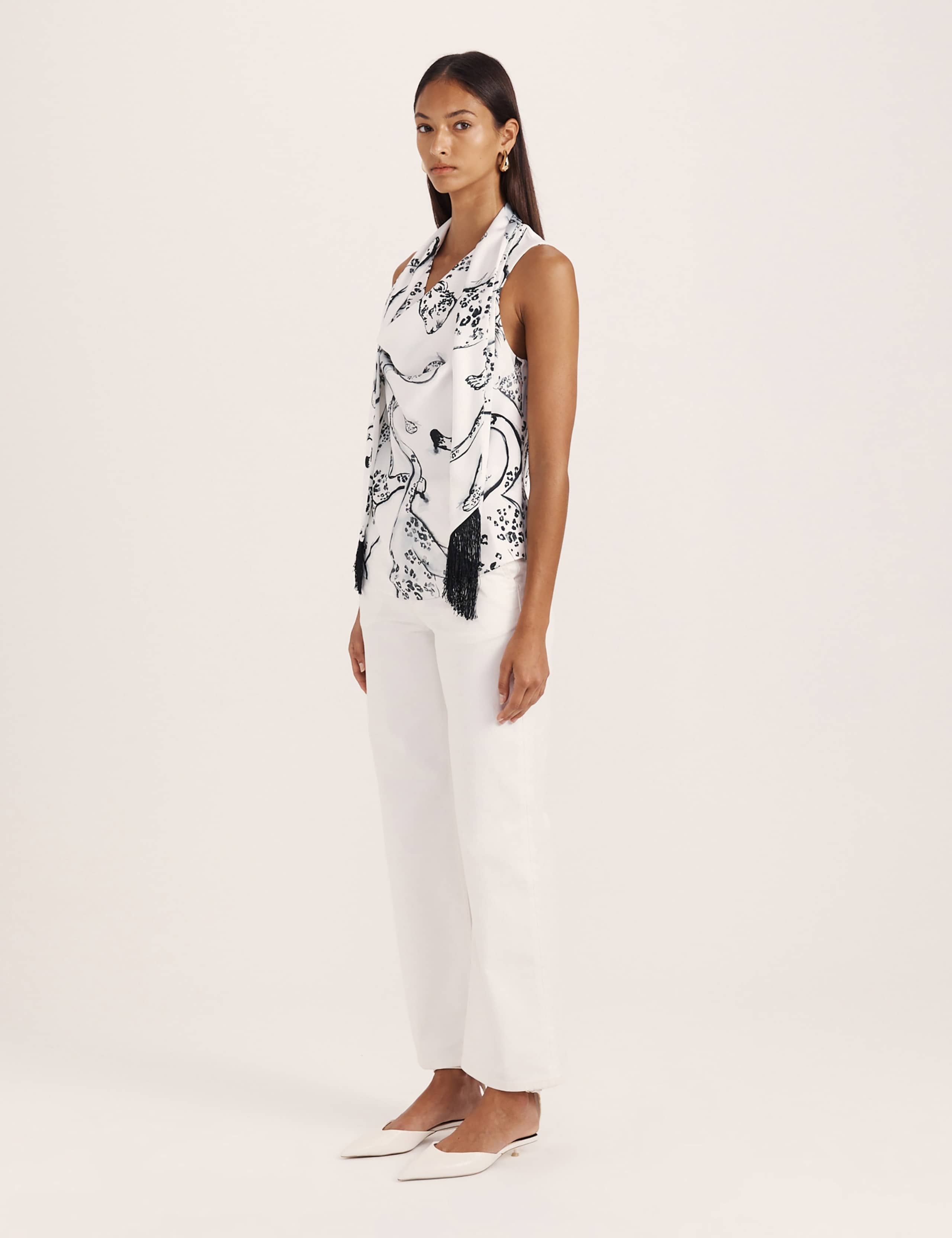 Jaguar Print Cowl Neck Blouse 4 of 8