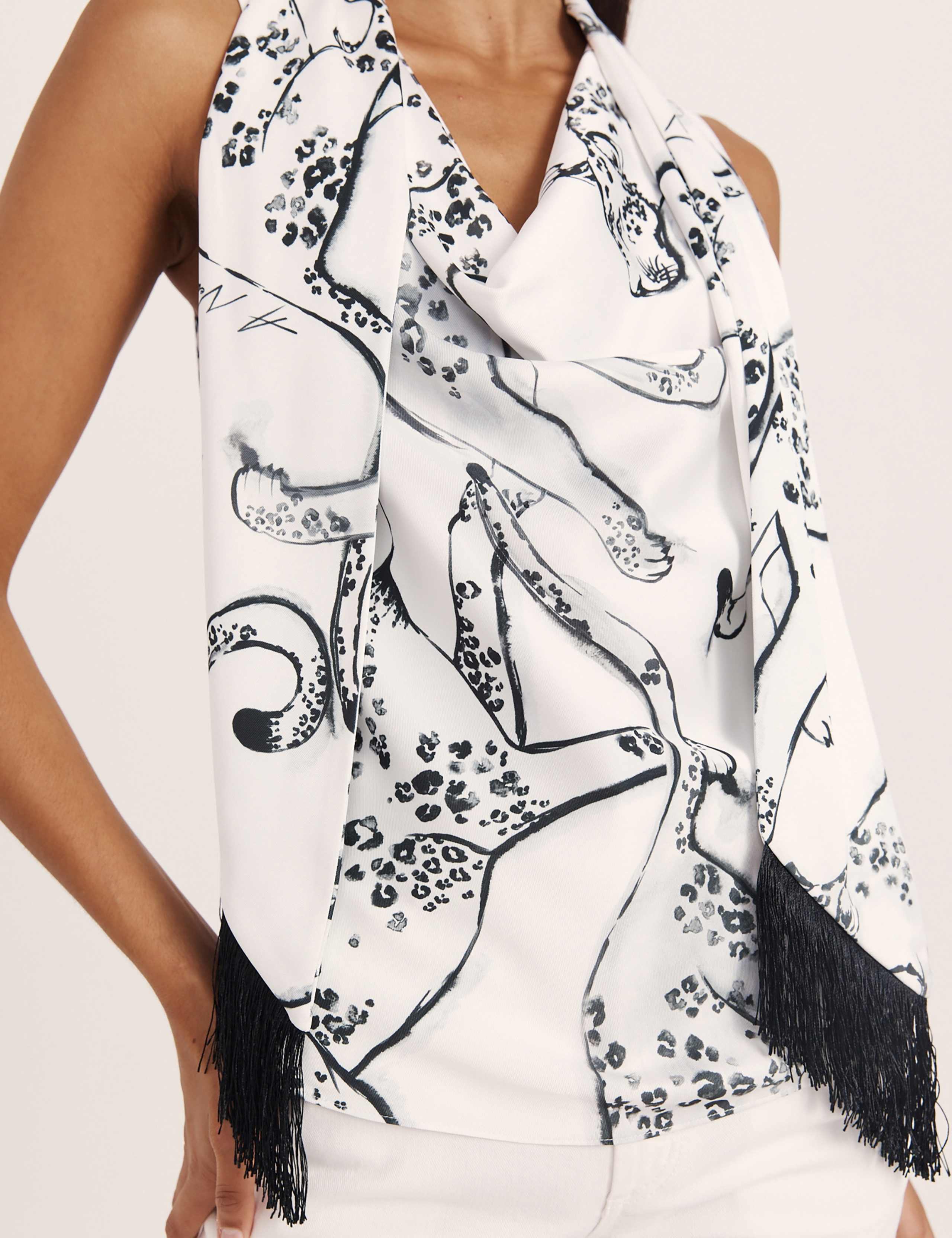 Jaguar Print Cowl Neck Blouse 8 of 8