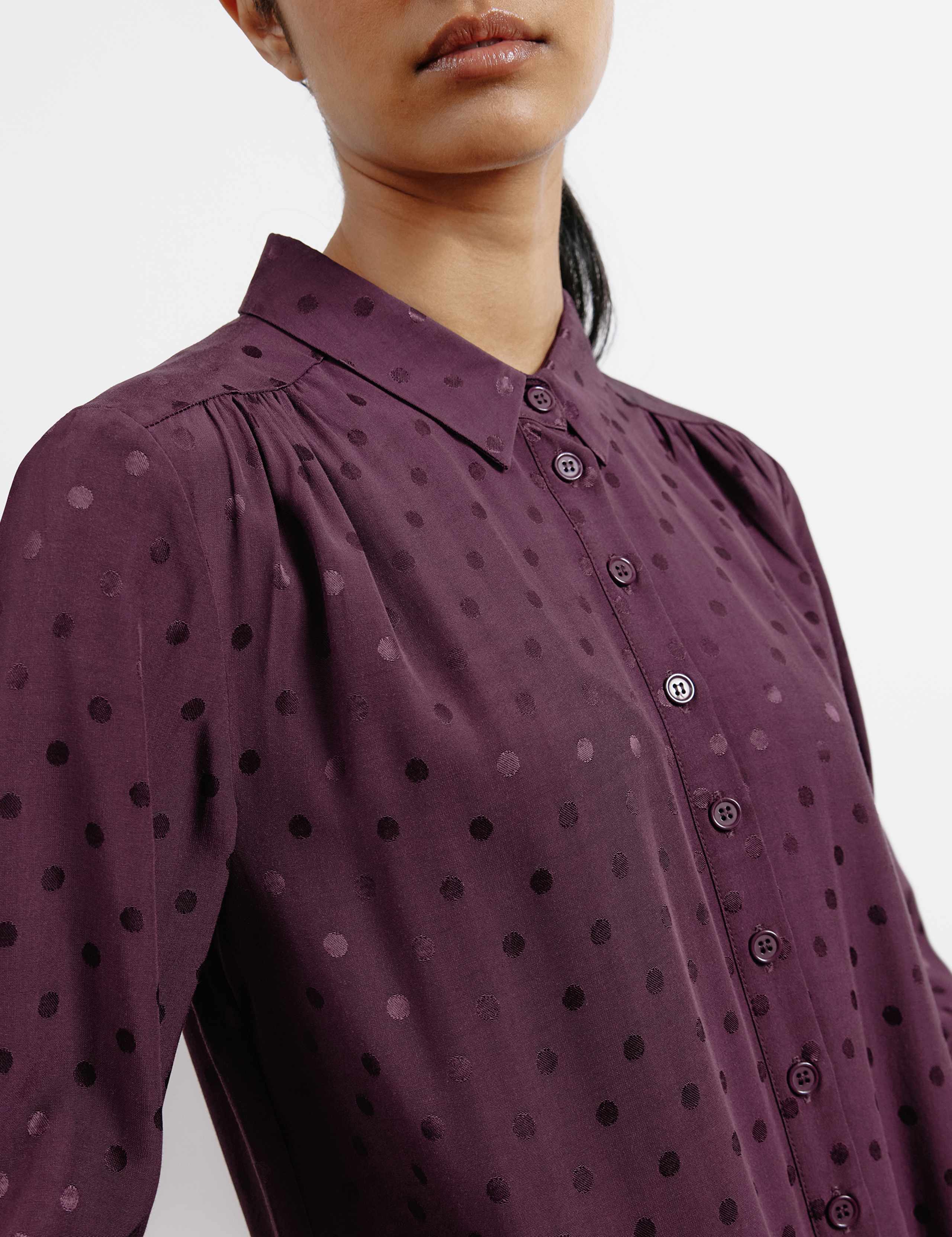 Jacquard Polka Dot Button Through Tiered Dress 4 of 6