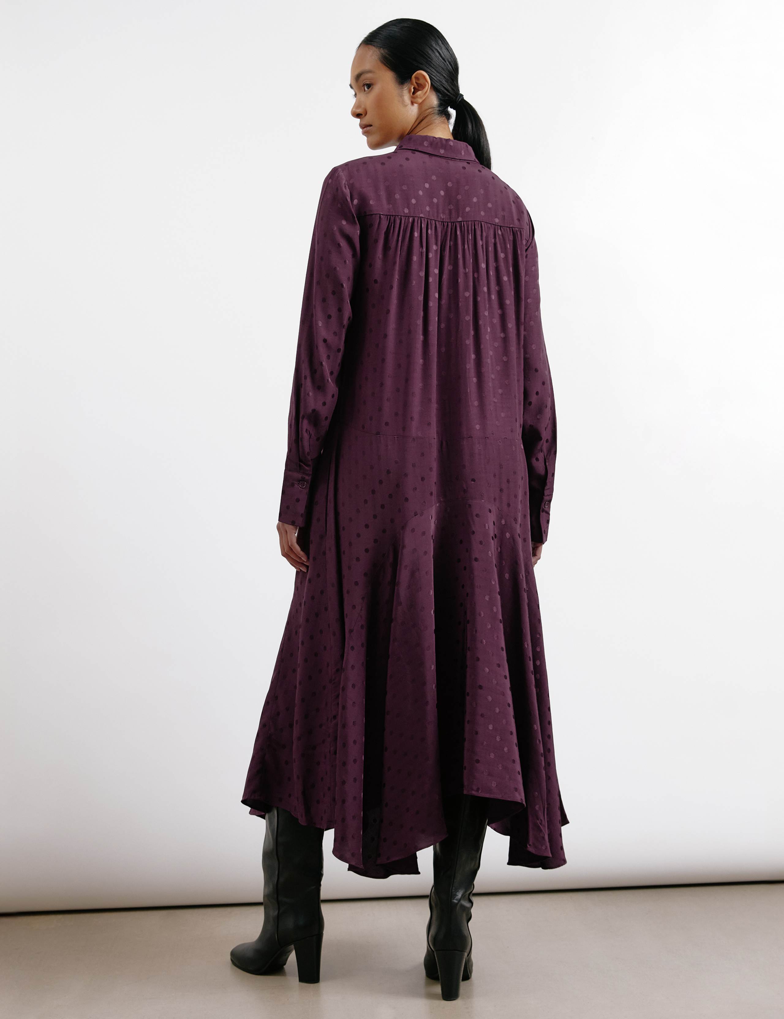 Jacquard Polka Dot Button Through Tiered Dress 5 of 6