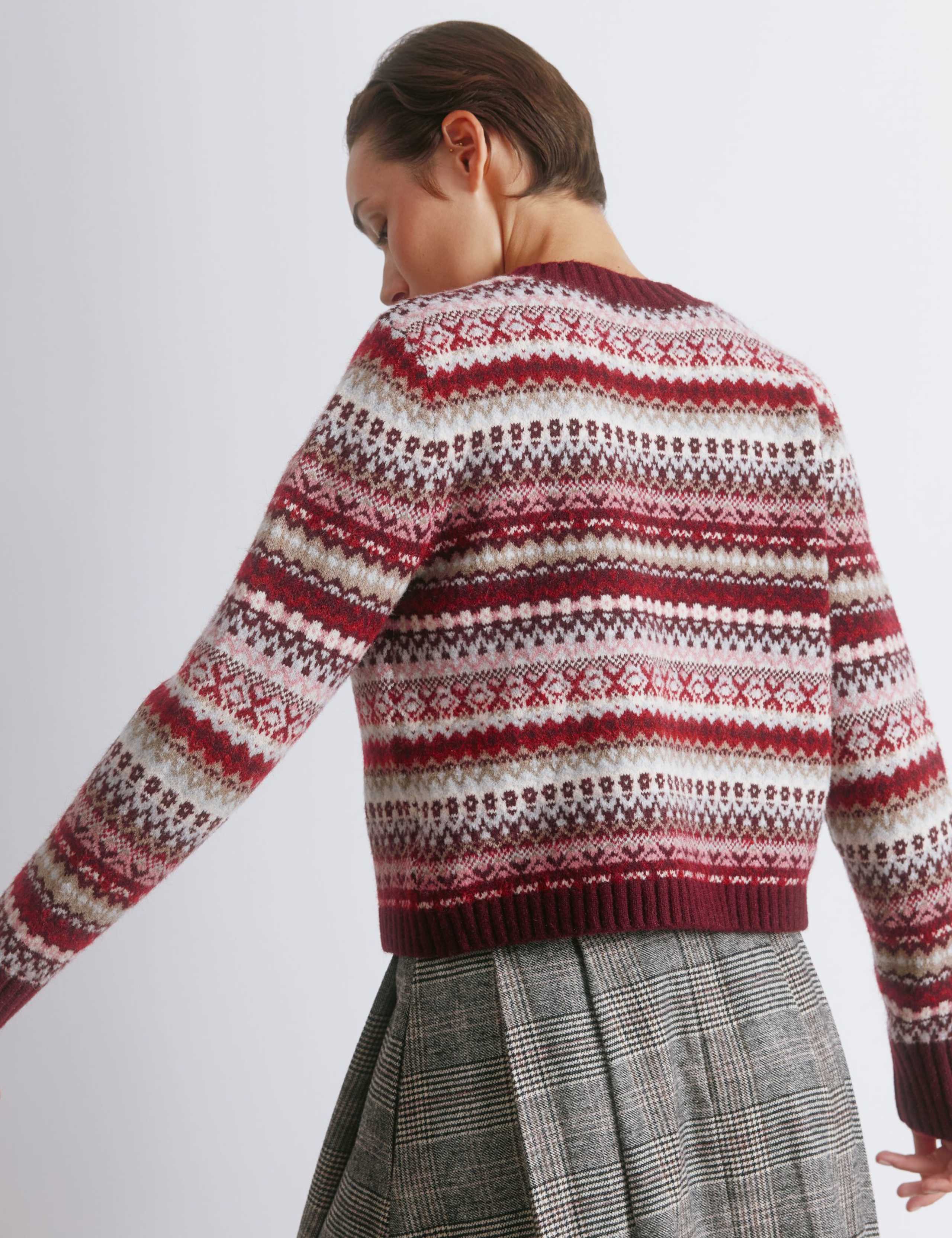 Fair Isle Cropped Cardigan with Wool 3 of 4