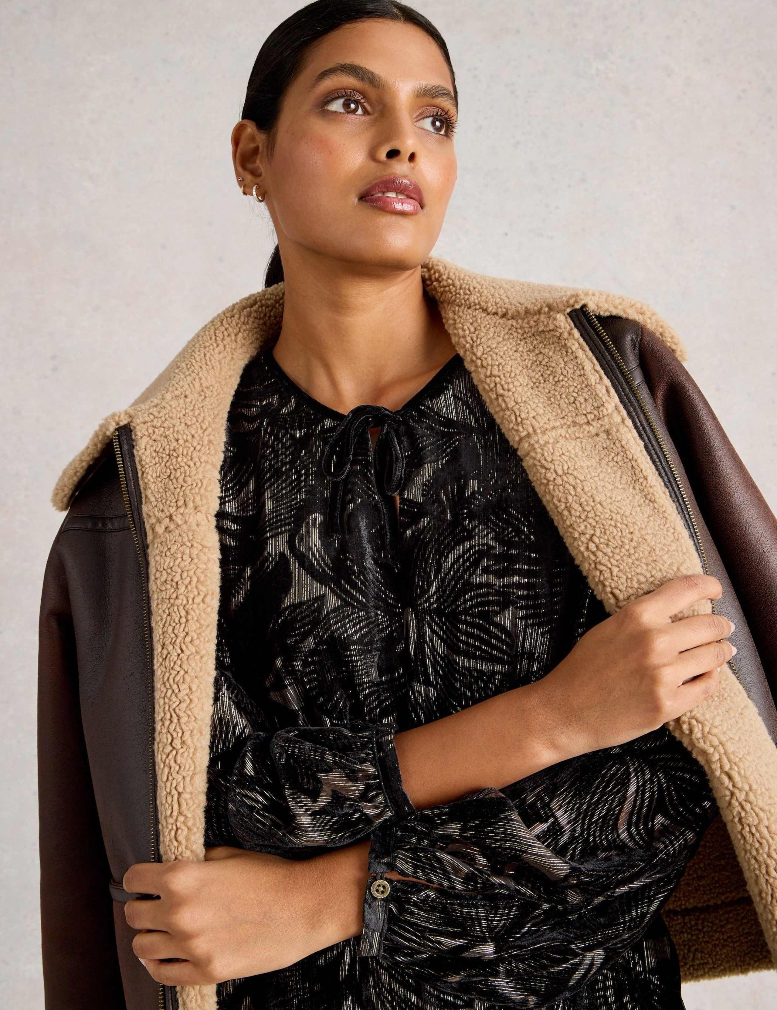 Velvet Knee Length Waisted Dress 6 of 7