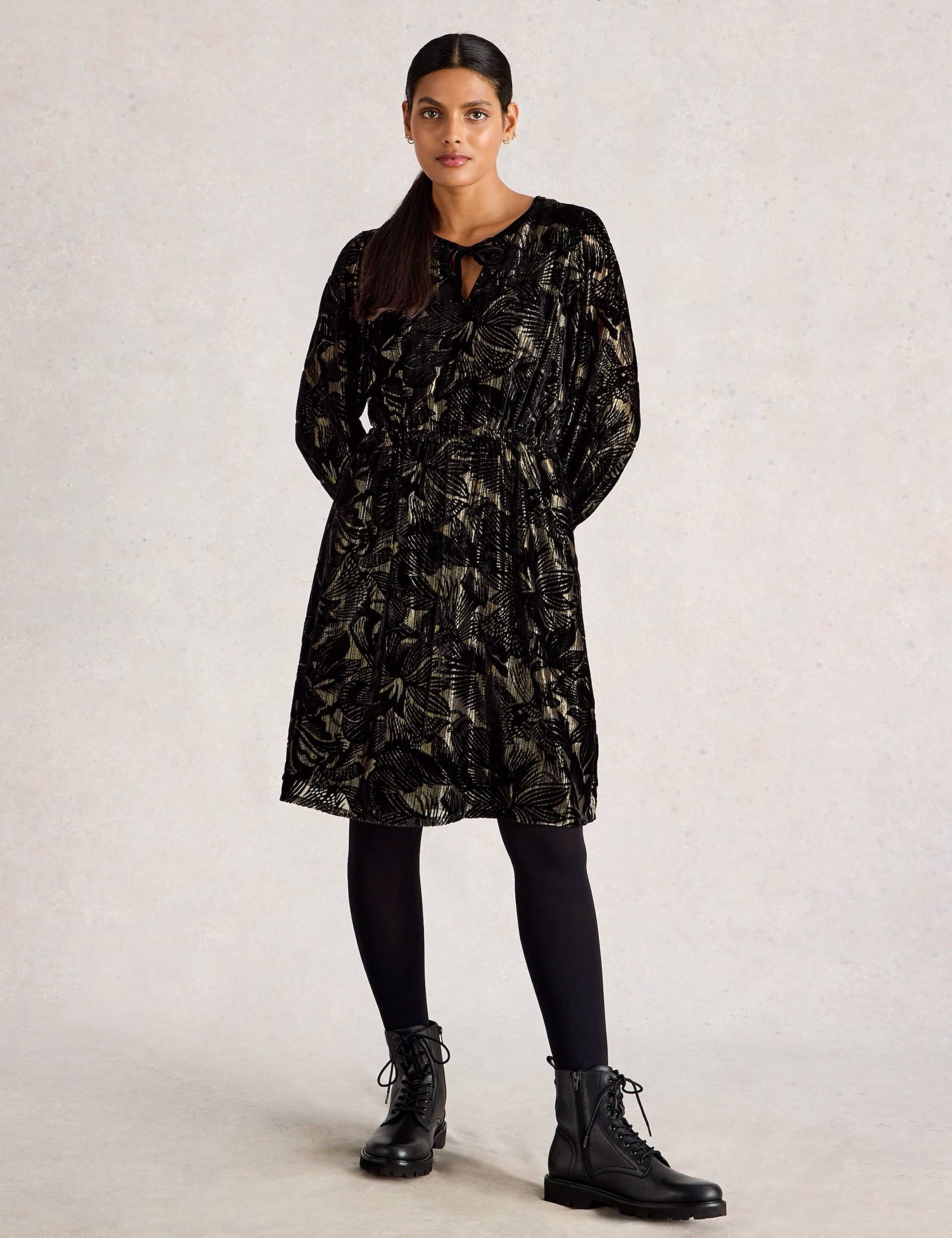 Velvet Knee Length Waisted Dress 7 of 7