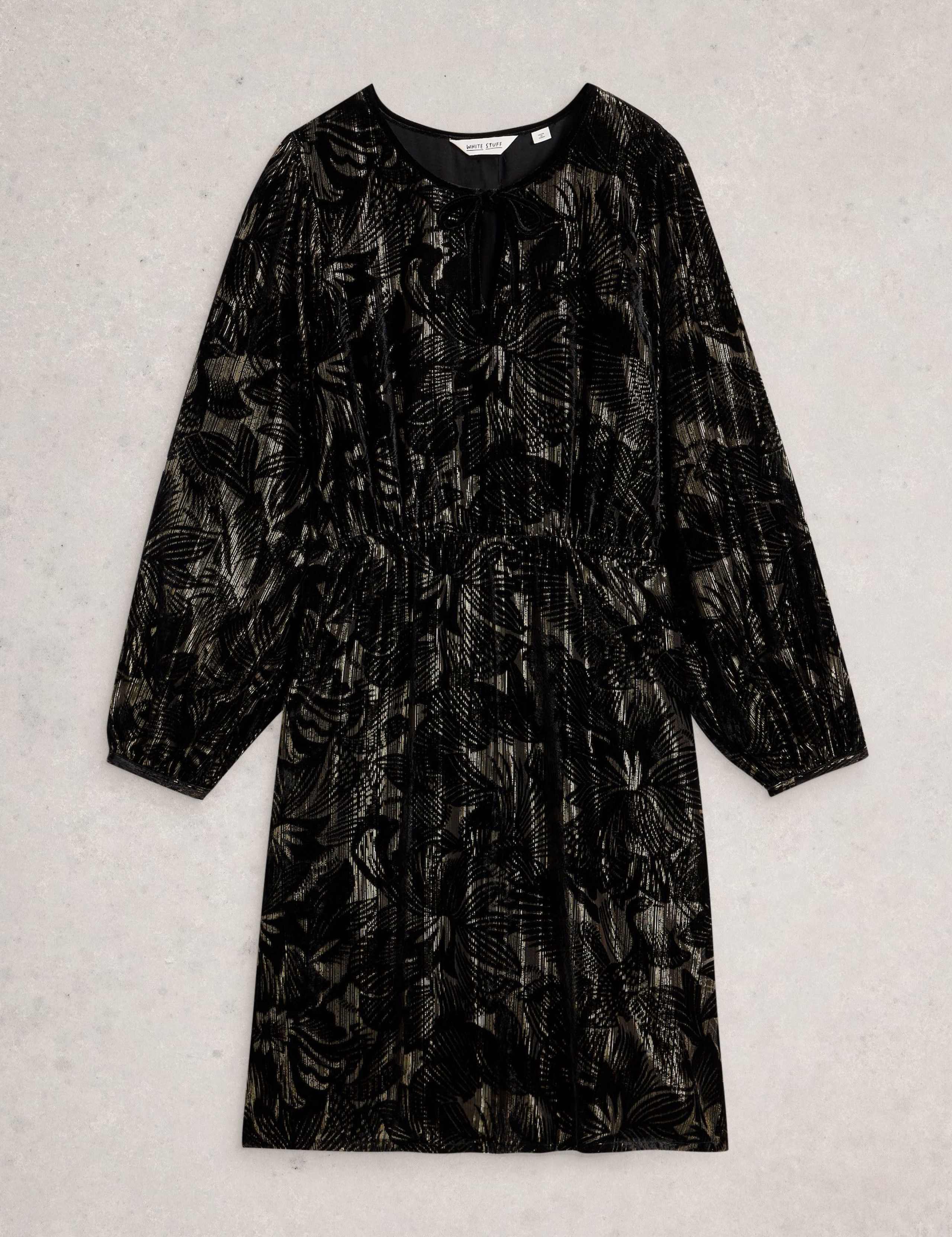 Velvet Knee Length Waisted Dress 2 of 7